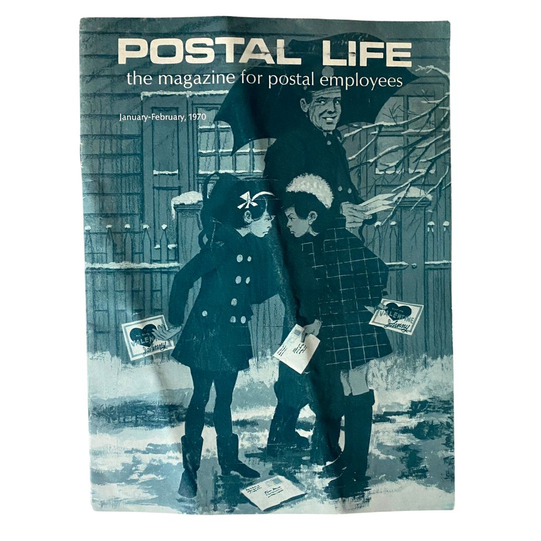 VTG Postal Life Magazine January - February 1970 cover featuring illustrated children in winter clothing holding letters, showcasing postal themes.