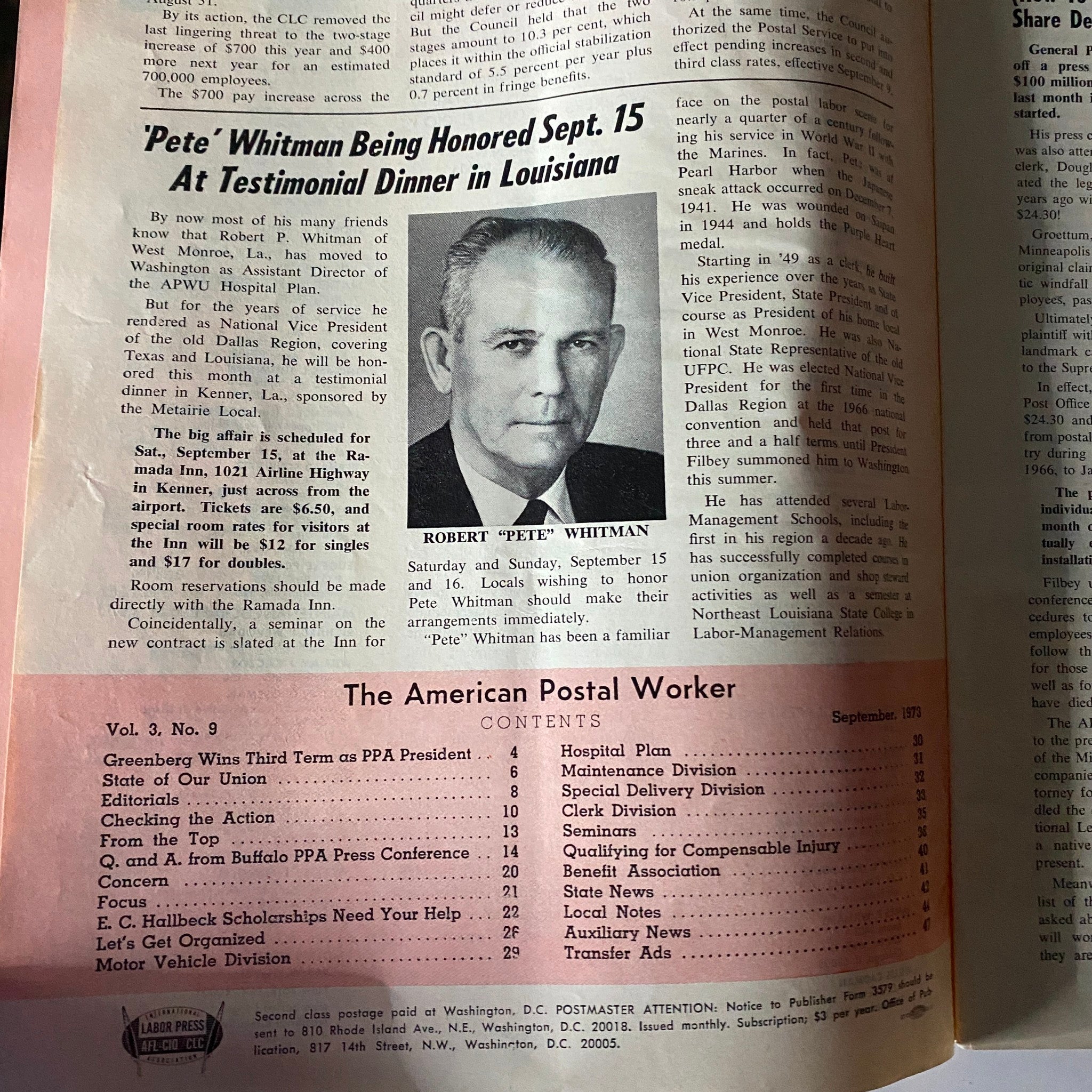 VTG The American Postal Worker Magazine September 1973 Local Negotiations