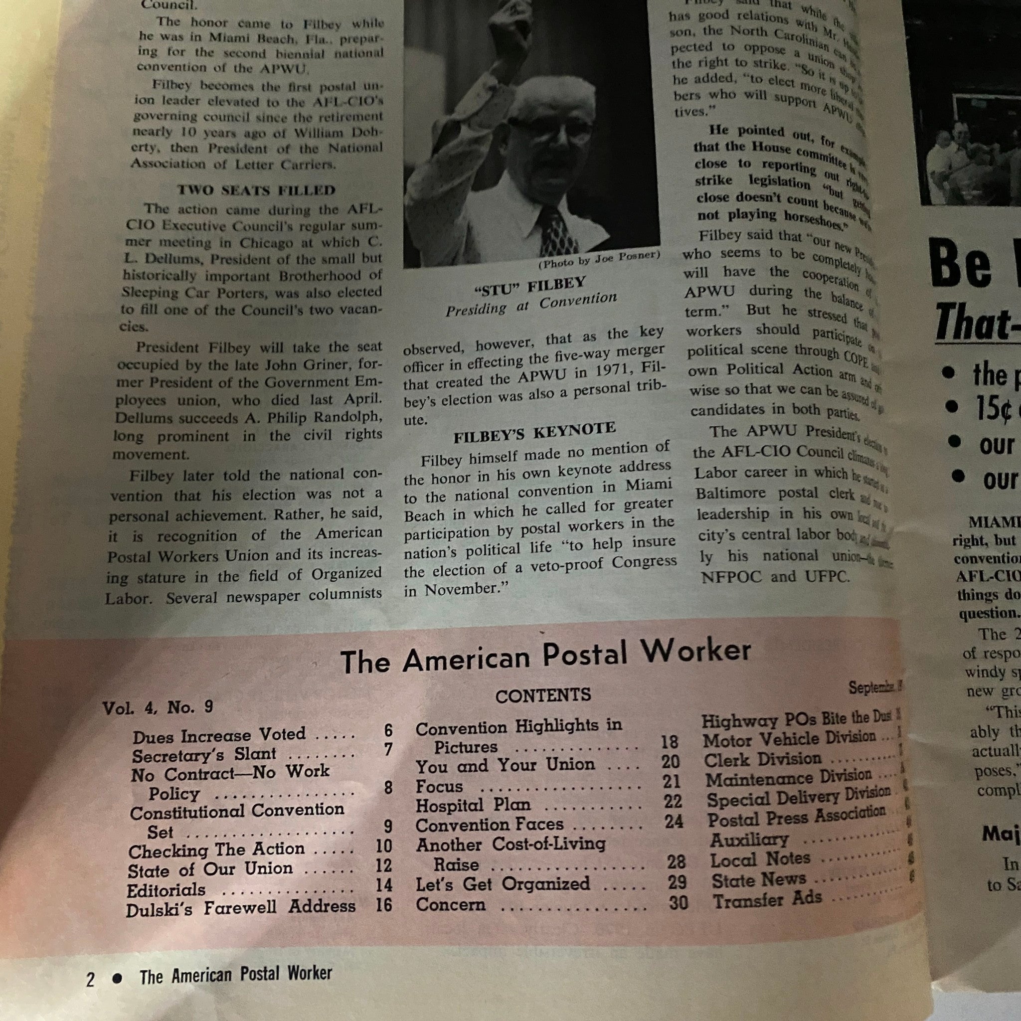 VTG The American Postal Worker Magazine September 1974 Biennial Nat'l Convention