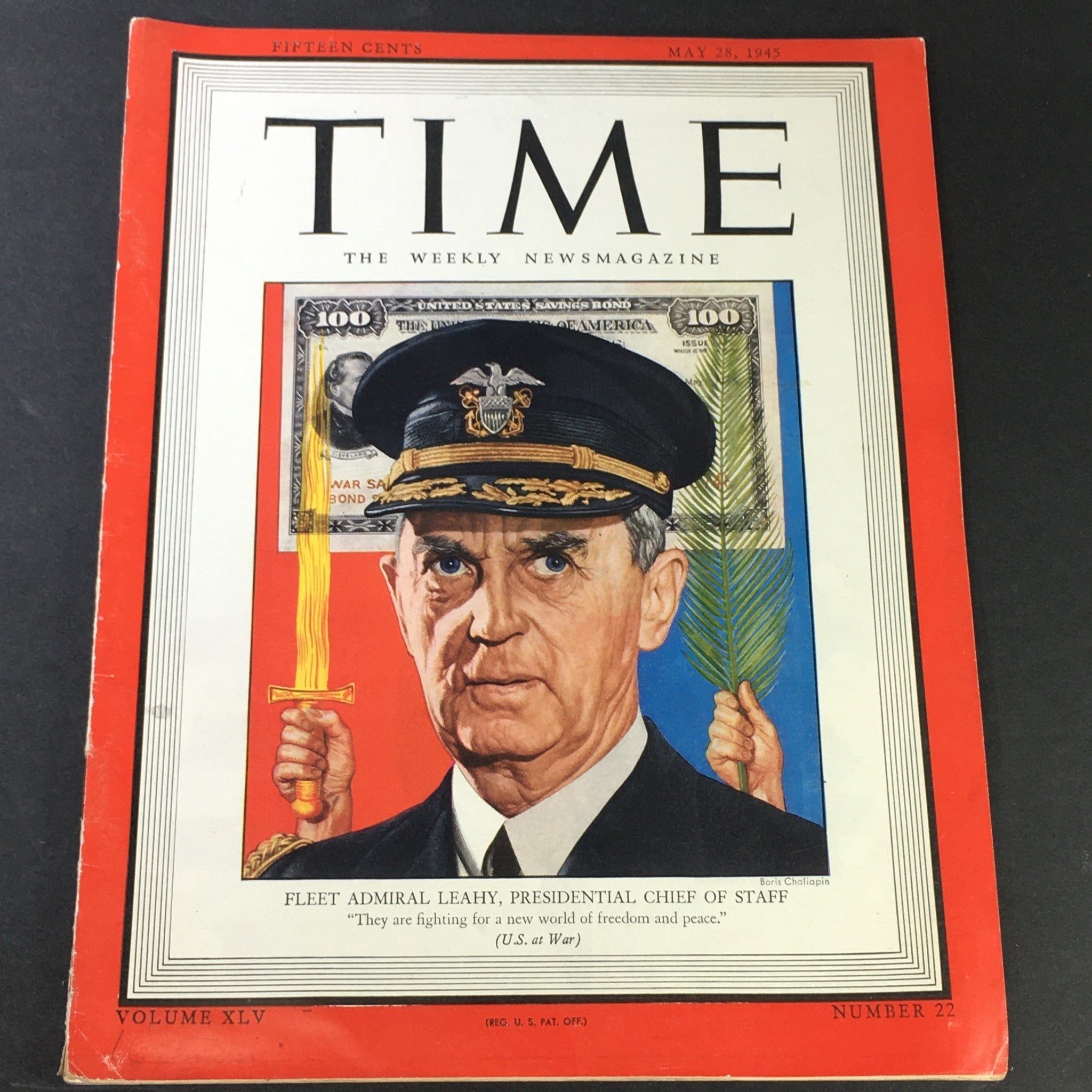 VTG Time Magazine Vol. 45 #22 May 28 1945 - Fleet Admiral William D. Leahy