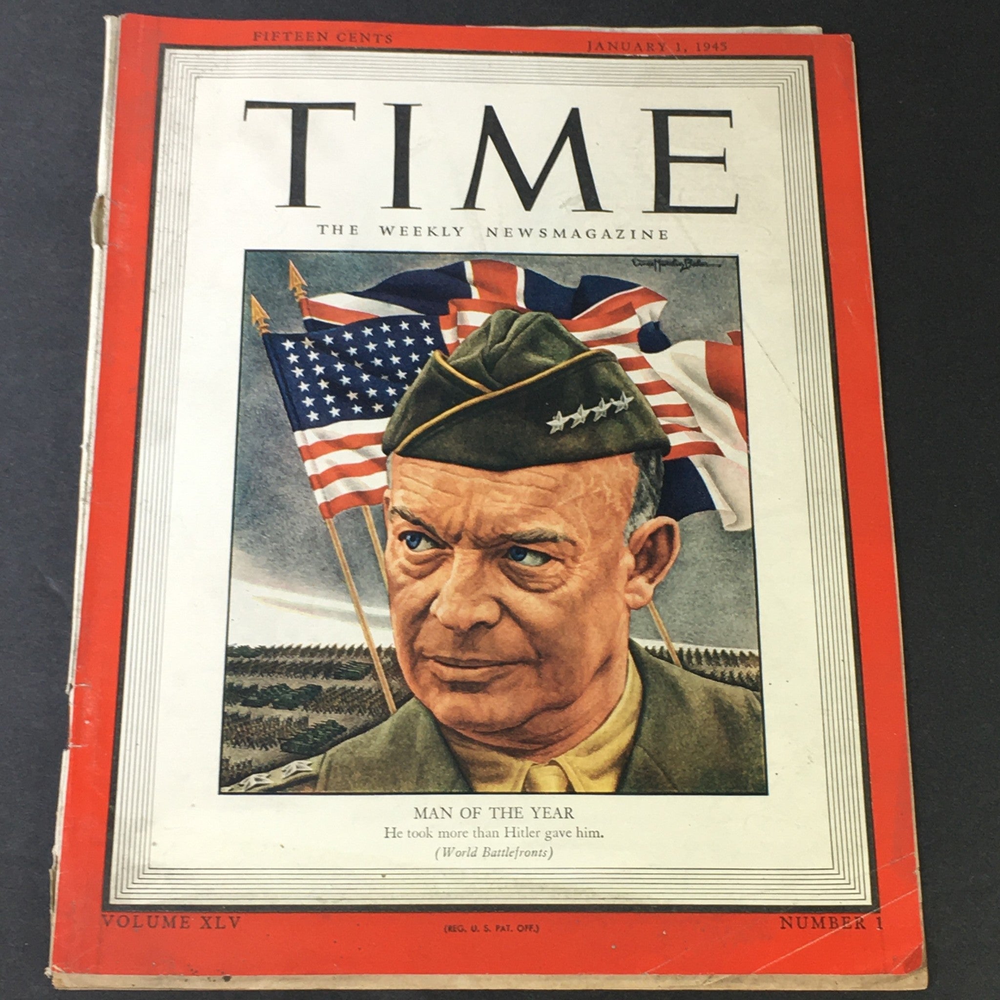 VTG Time Magazine Vol. 45 #1 January 1 1945 - General Dwight D. Eisenhower