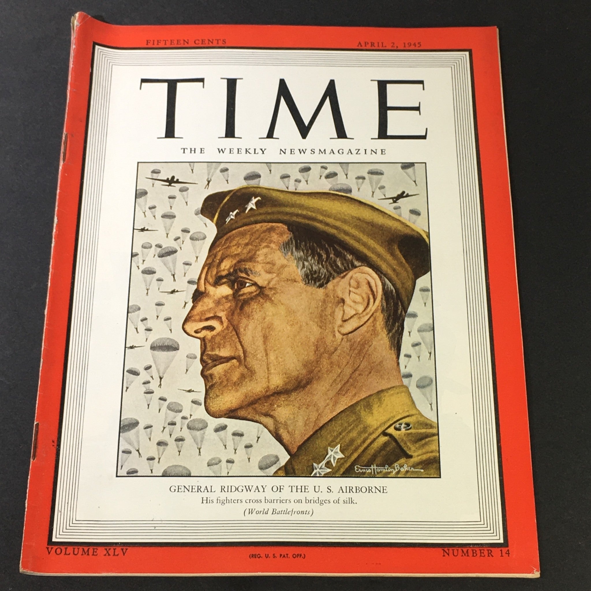 VTG Time Magazine Vol. 45 #14 April 2 1945 - US Airborne General Matthew Ridgway