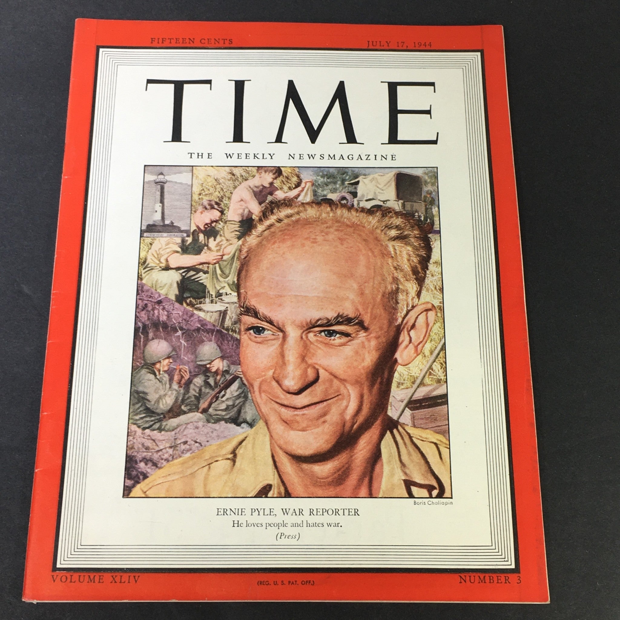 VTG Time Magazine Vol. 44 #3 July 17 1944 - War Reporter Ernie Pyle / Newsstand