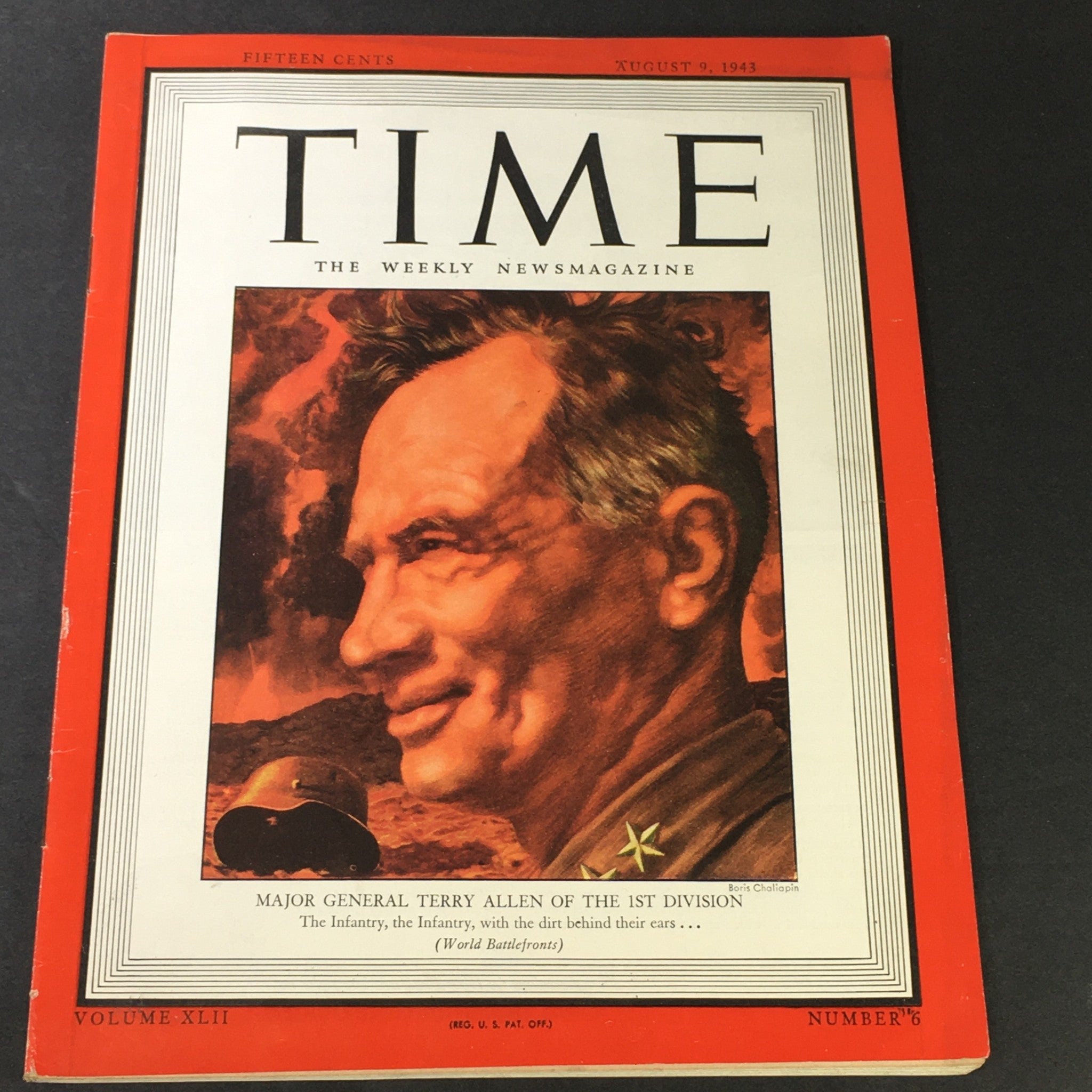 VTG Time Magazine Vol. 42 #6 August 9 1943 - Major General Terry Allen