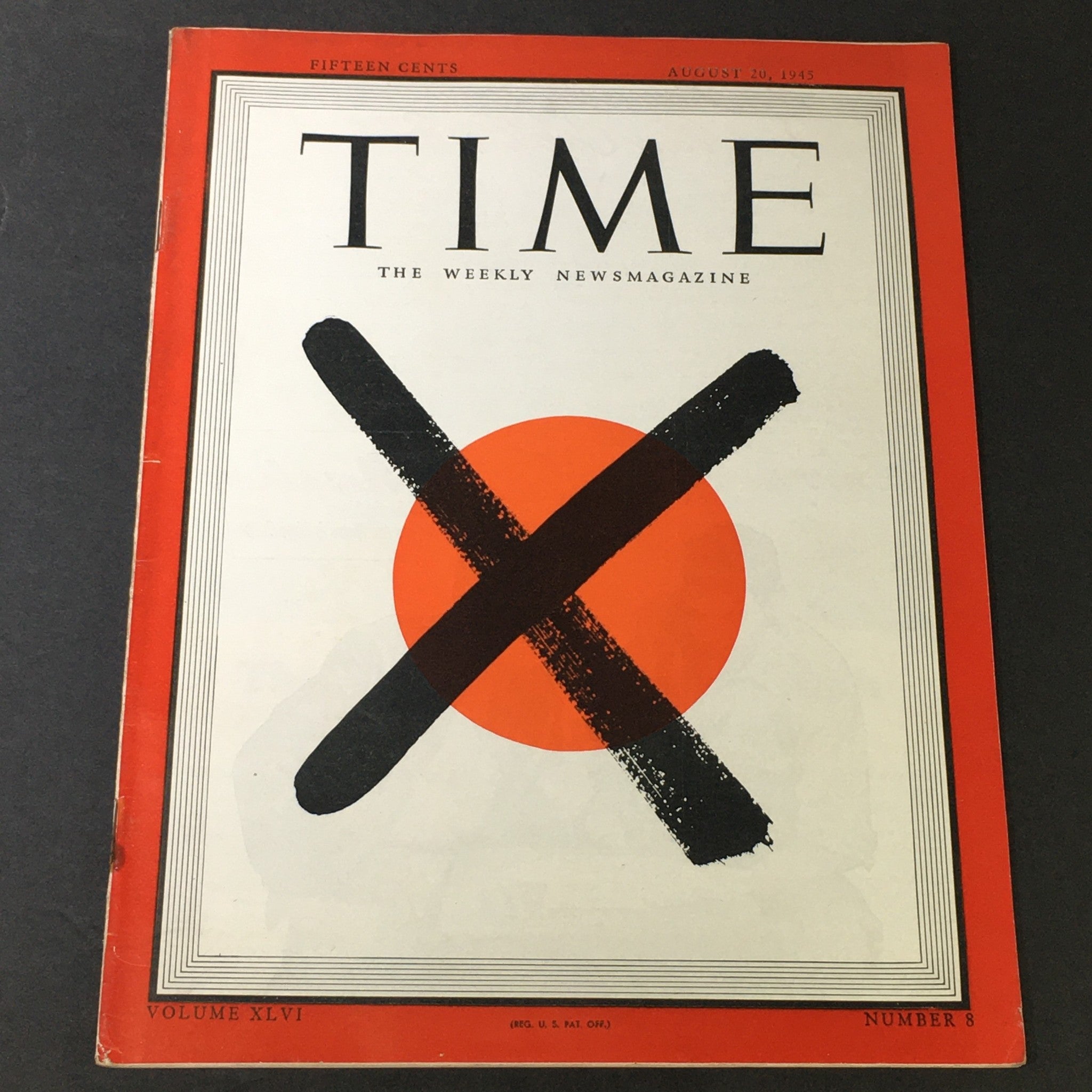 VTG Time Magazine Vol. 46 #8 August 20 1945 - Japan's Rising Sun Crossed Out