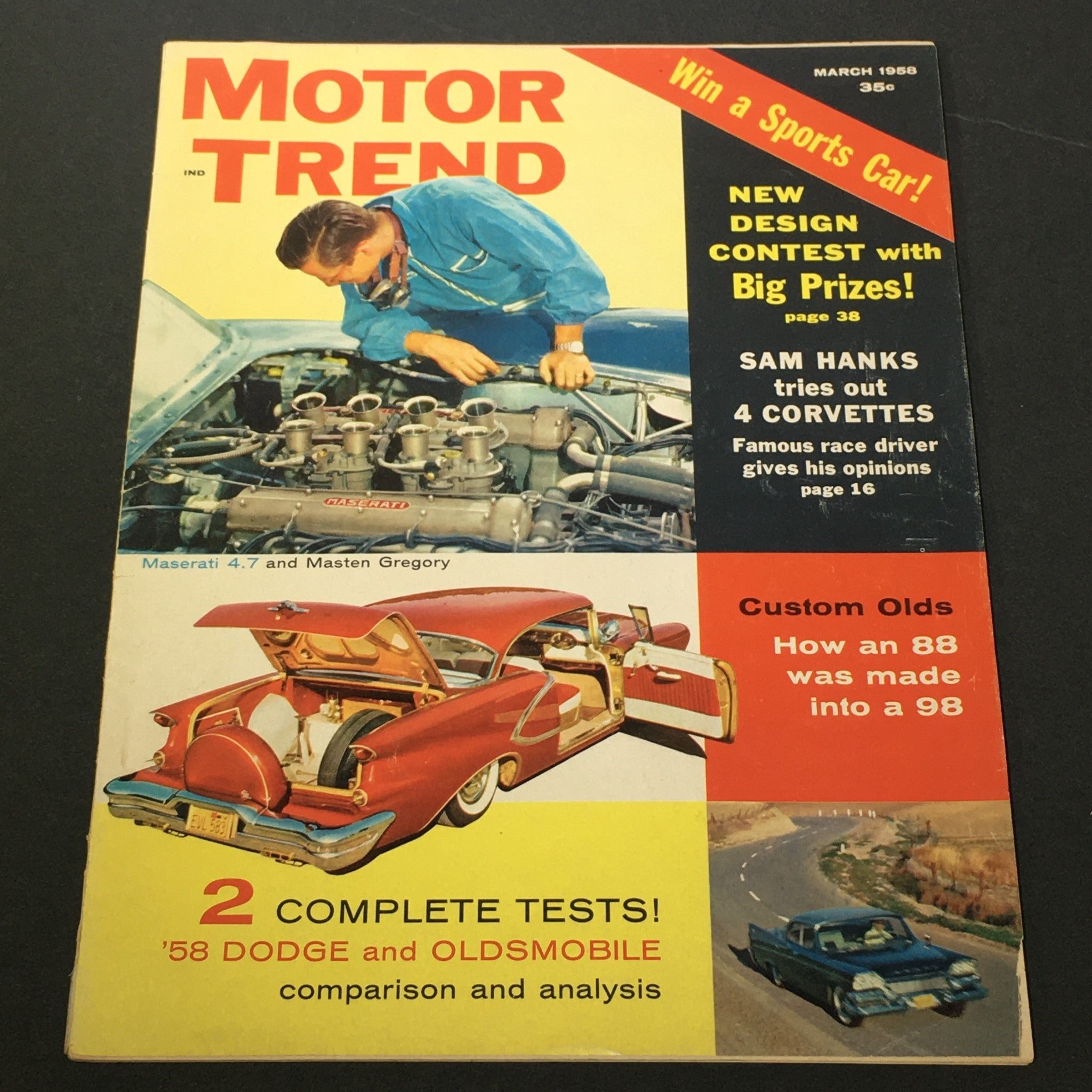 VTG Motor Trend Magazine March 1958 - 1958 Oldsmobile & Dodge Comparison