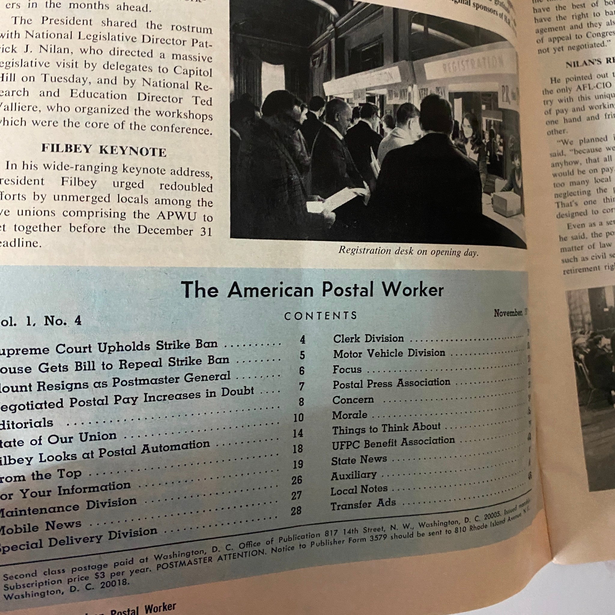 The American Postal Worker Magazine November 1971 First APWU Nat'l Workshop