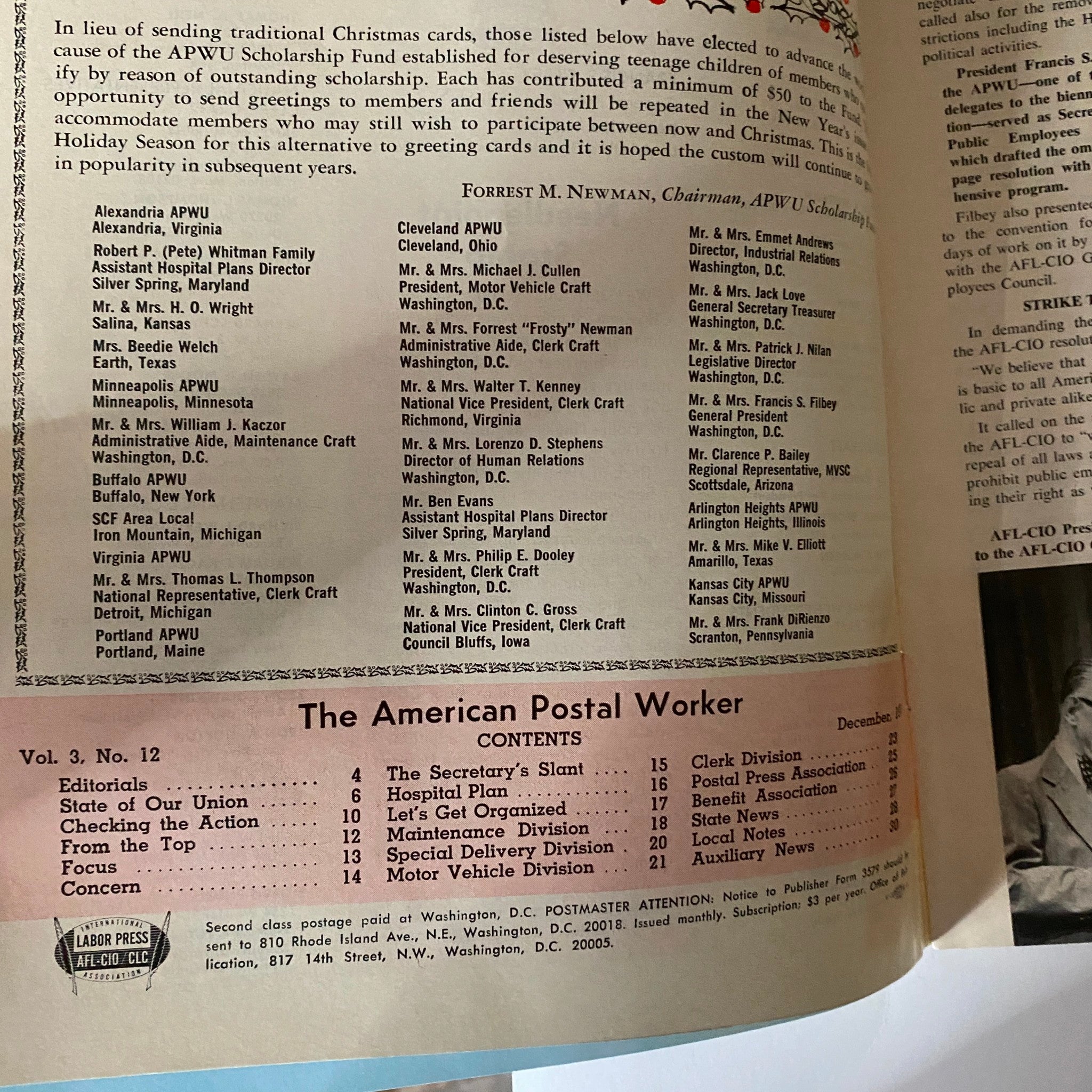 The American Postal Worker Magazine December 1973 U.S. Postal Christmas