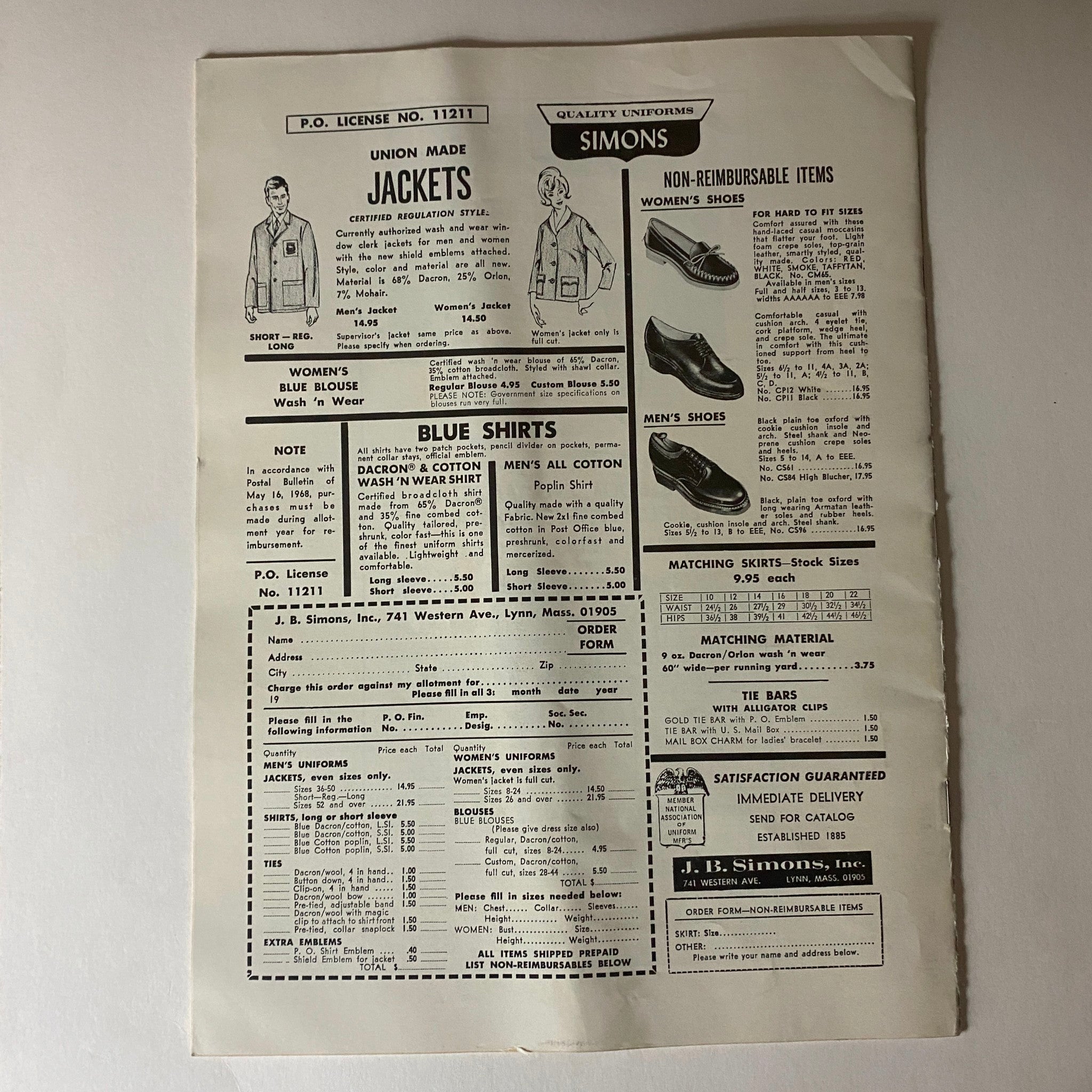 Advertisement page in The Union Postal Clerk Journal from January 1969 highlighting union-made jackets and clothing for postal workers.
