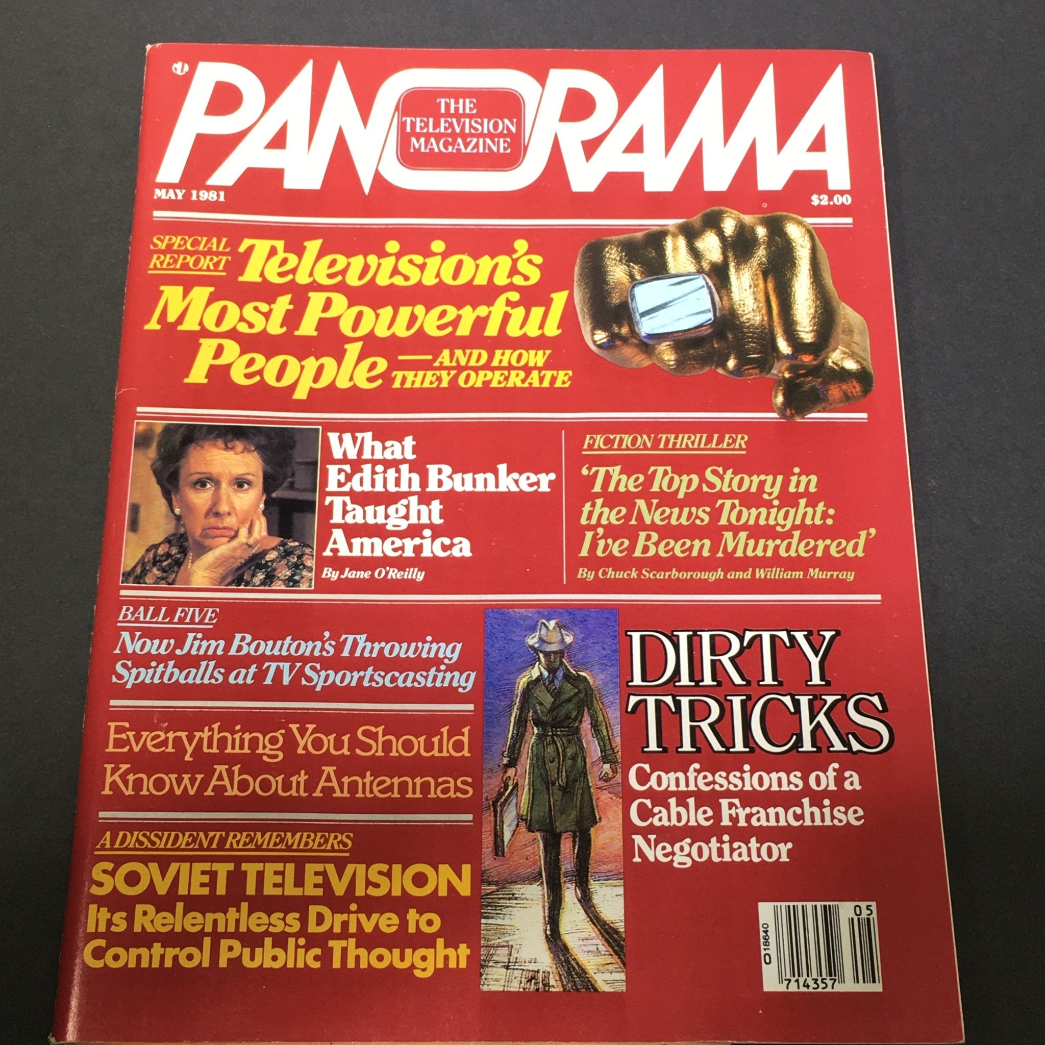 Cover of VTG Panorama The TV Magazine May 1981 featuring the headline 'Television's Most Powerful People' and an article about 'What Edith Bunker Taught America', alongside discussions on Soviet Television and TV sportscasting.