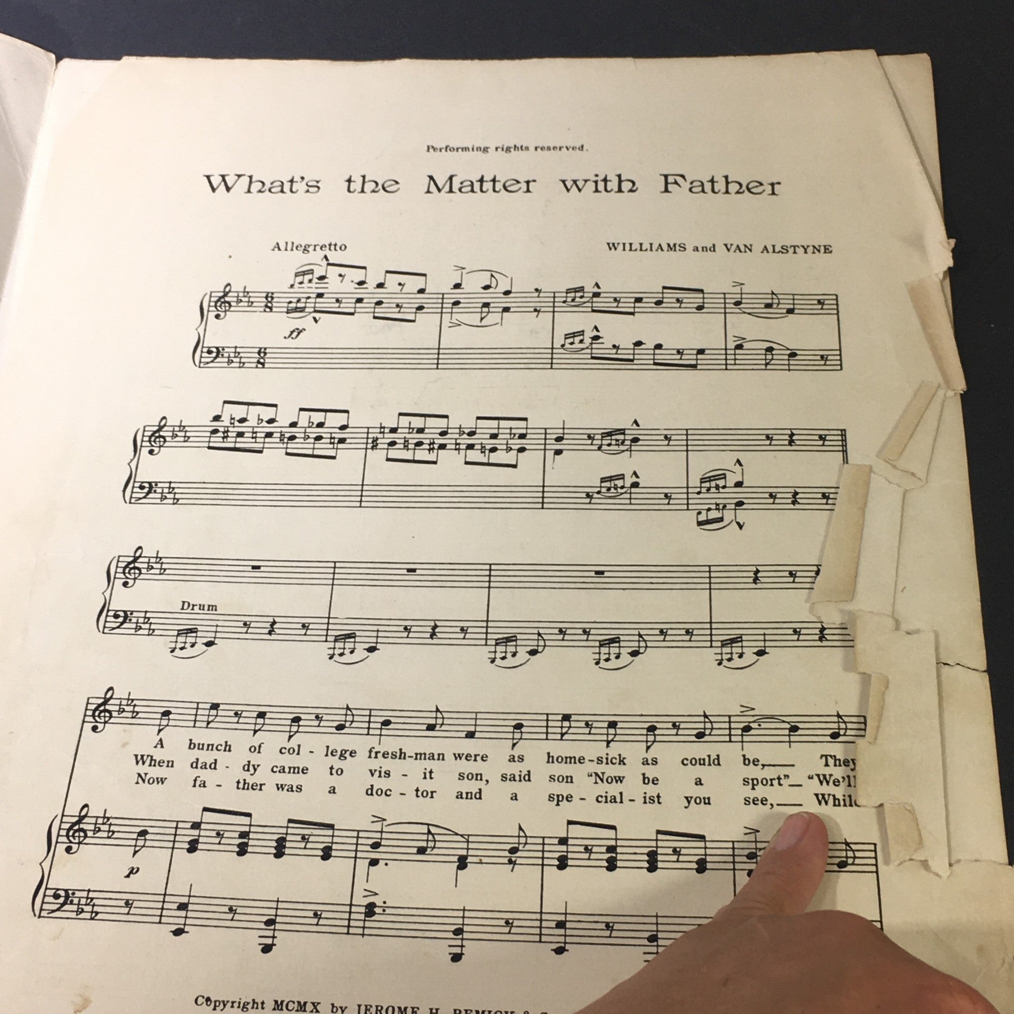 VTG 1910 What's The Matter With Father Song by Williams & Van Alstyne Egbert