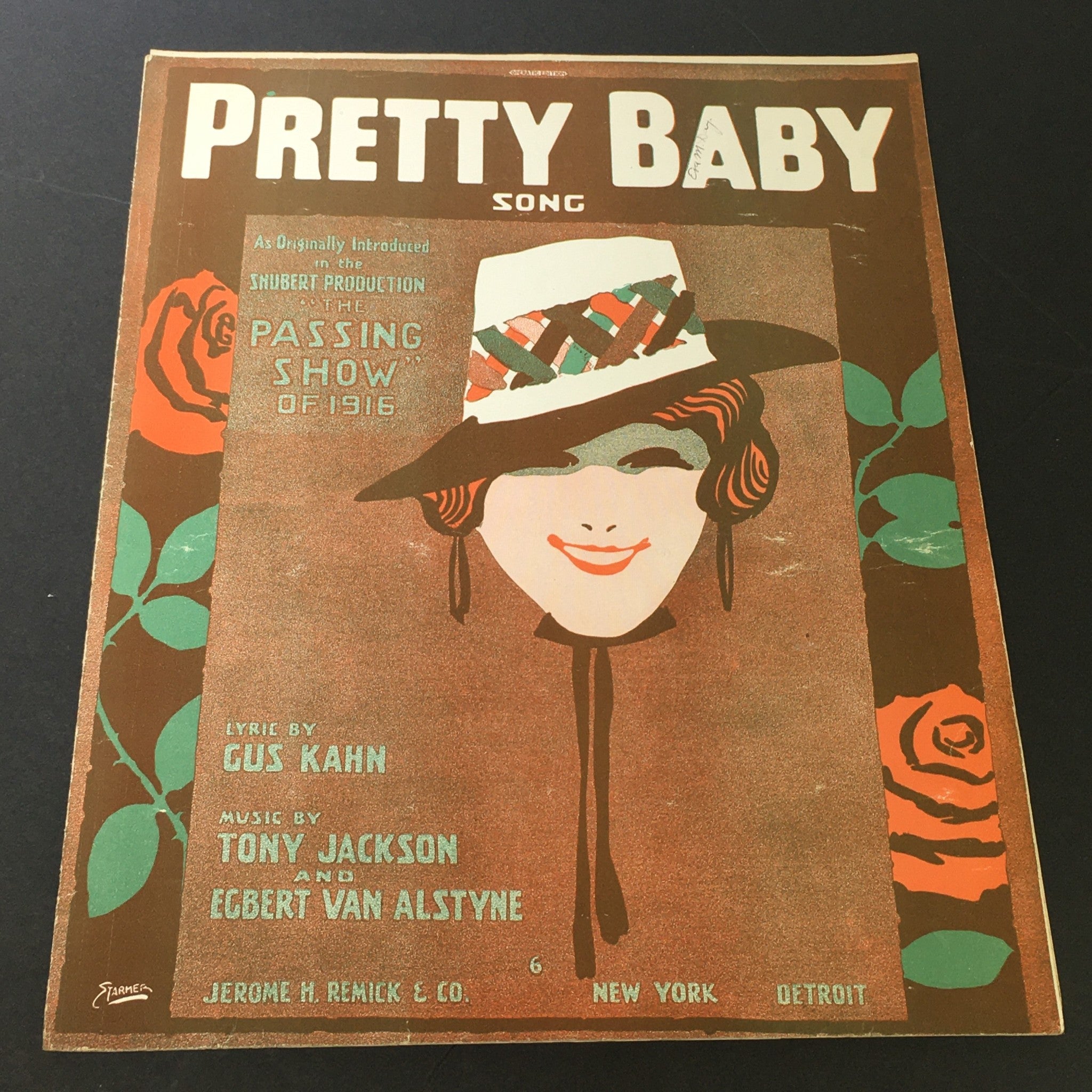 VTG RARE Pretty Baby Song - The Passing Show of 1916 Music by Tony Jackson