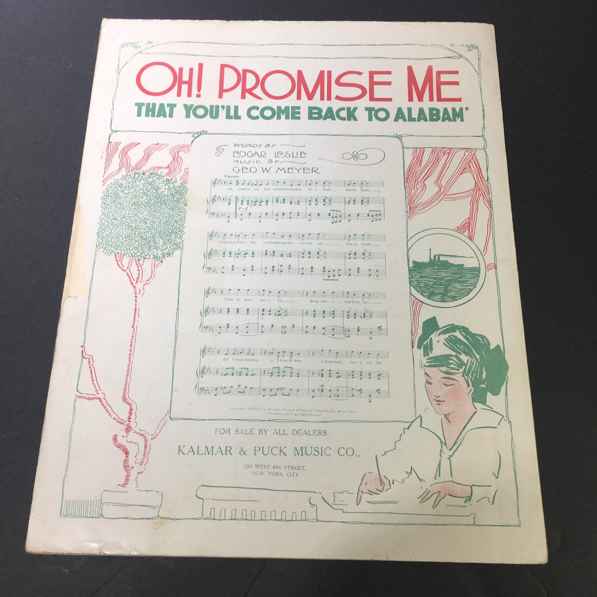 VTG RARE I'm A Lonesome Melody Words by Joe Young & Music by Geo W. Meyer