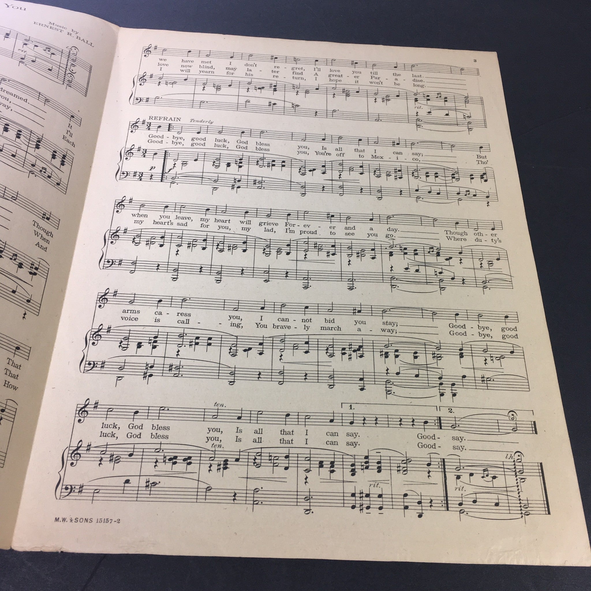 VTG RARE Good-bye, Good Luck, God Bless You Ballad Music by Ernest R. Ball