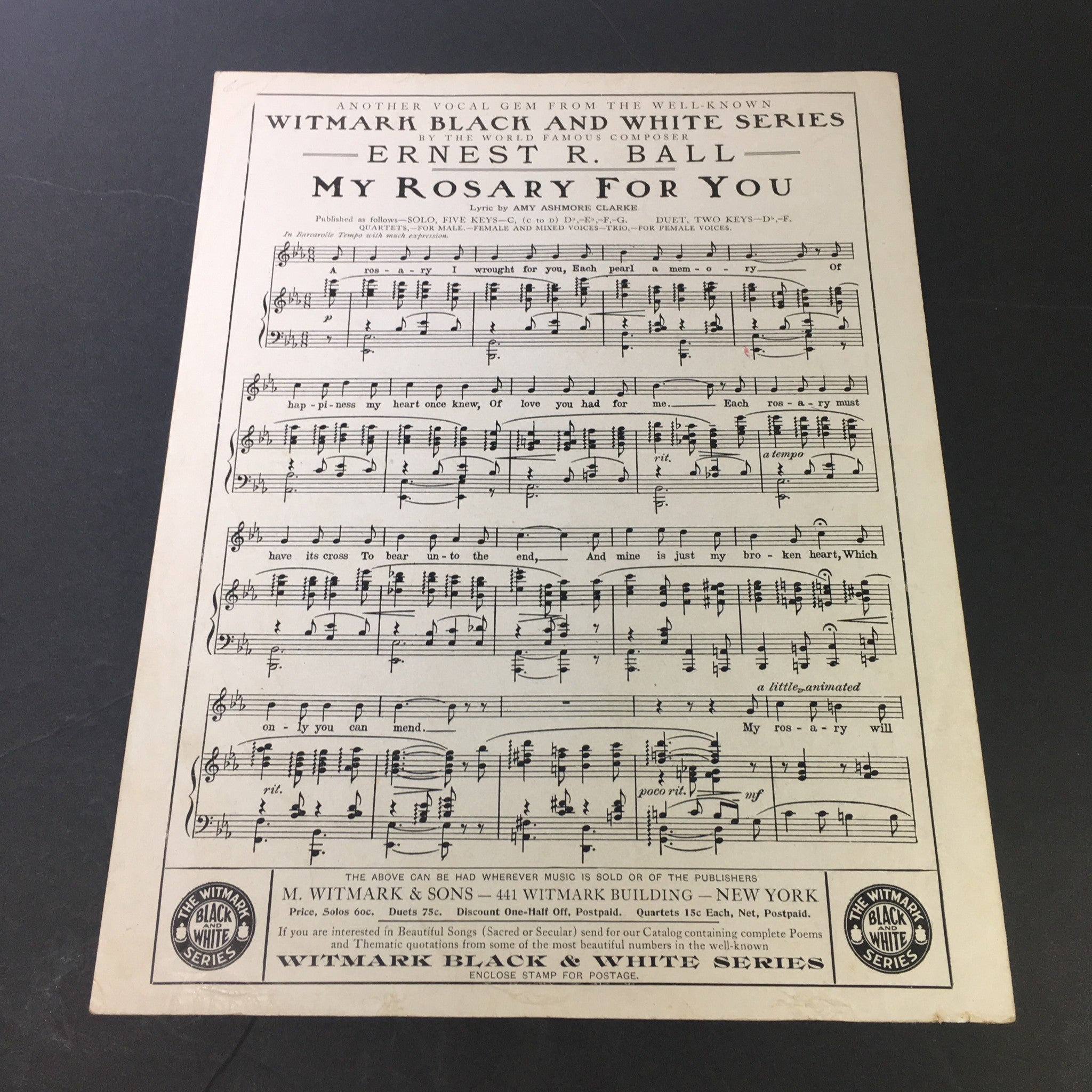 VTG RARE Good-bye, Good Luck, God Bless You Ballad Music by Ernest R. Ball