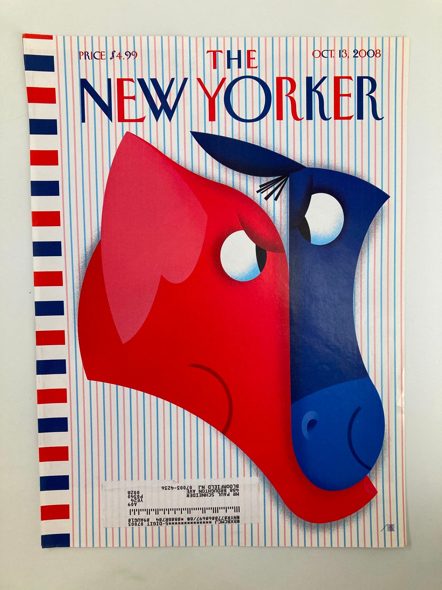 COVER ONLY The New Yorker October 13 2008 Theme Cover Face Off by Bob Staake