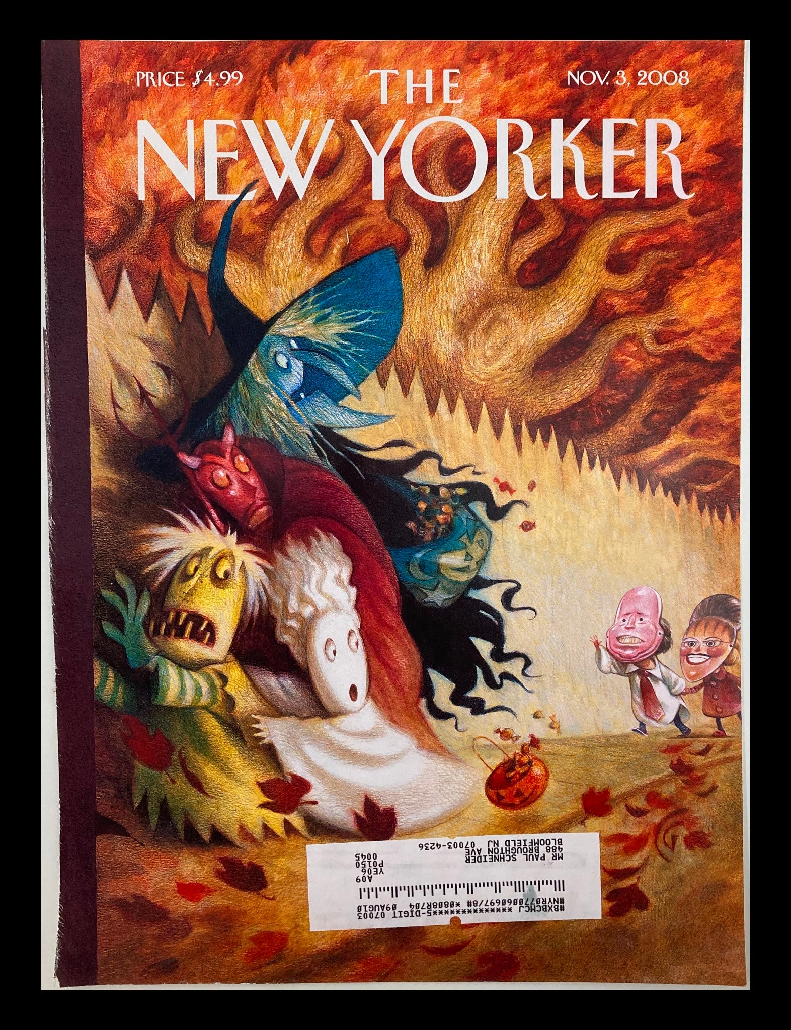 COVER ONLY The New Yorker November 3 2008 A Good Scare by Carter Goodrich