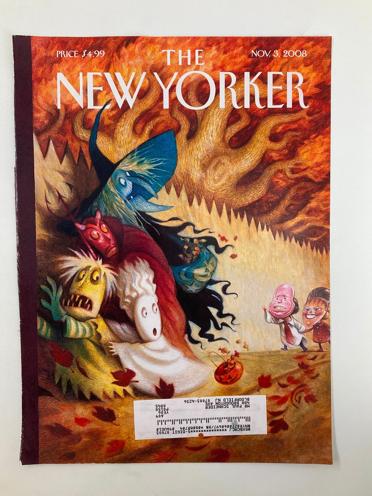 COVER ONLY The New Yorker November 3 2008 A Good Scare by Carter Goodrich