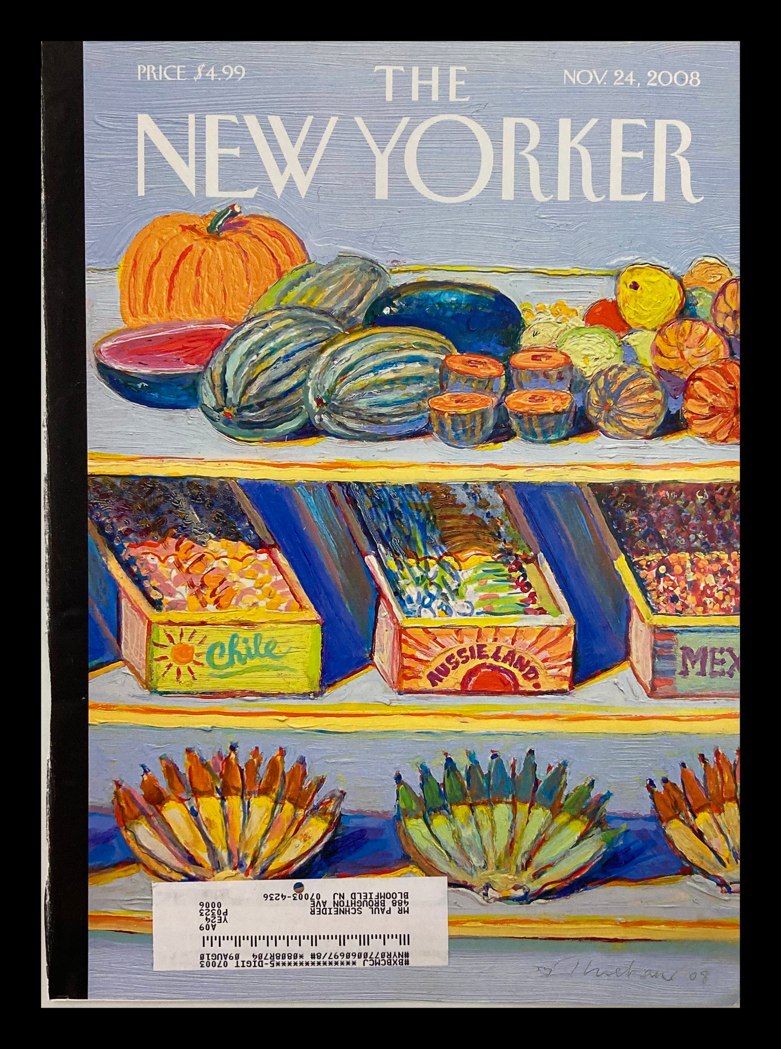 COVER ONLY The New Yorker November 24 2008 Harvested Display by Wayne Thiebaud