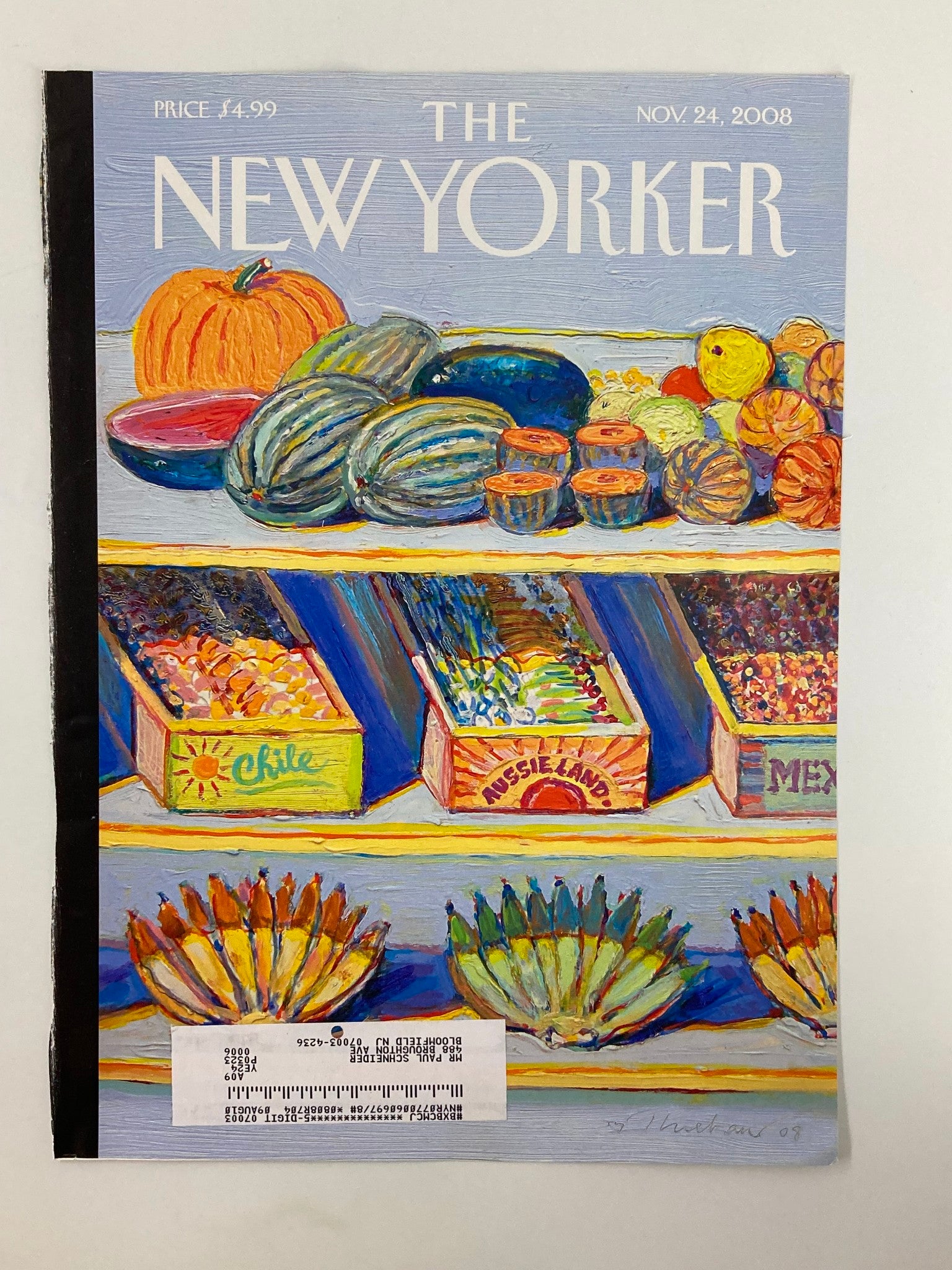 COVER ONLY The New Yorker November 24 2008 Harvested Display by Wayne Thiebaud