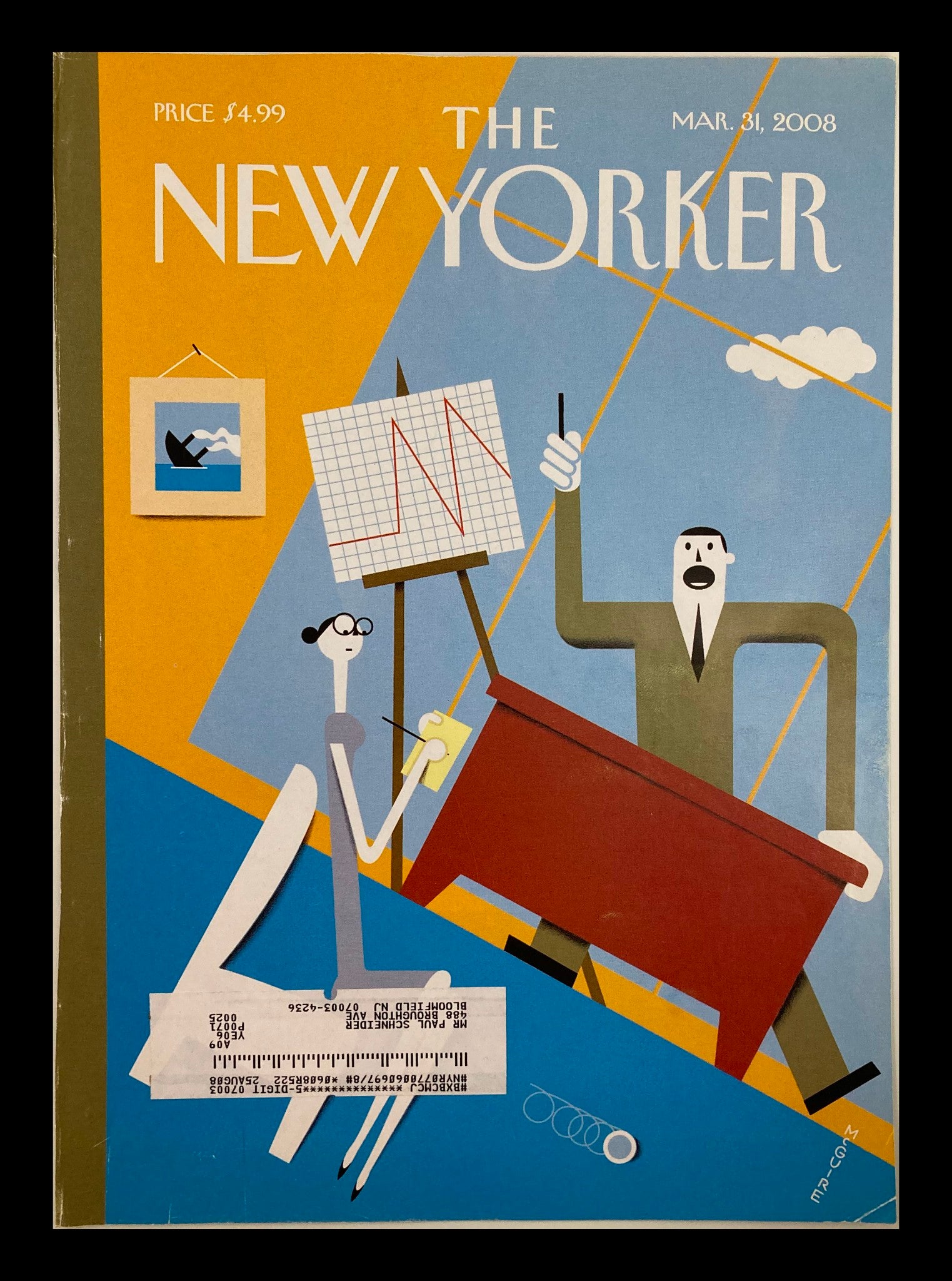 COVER ONLY The New Yorker March 31 2008 All Downhill by Richard McGuire