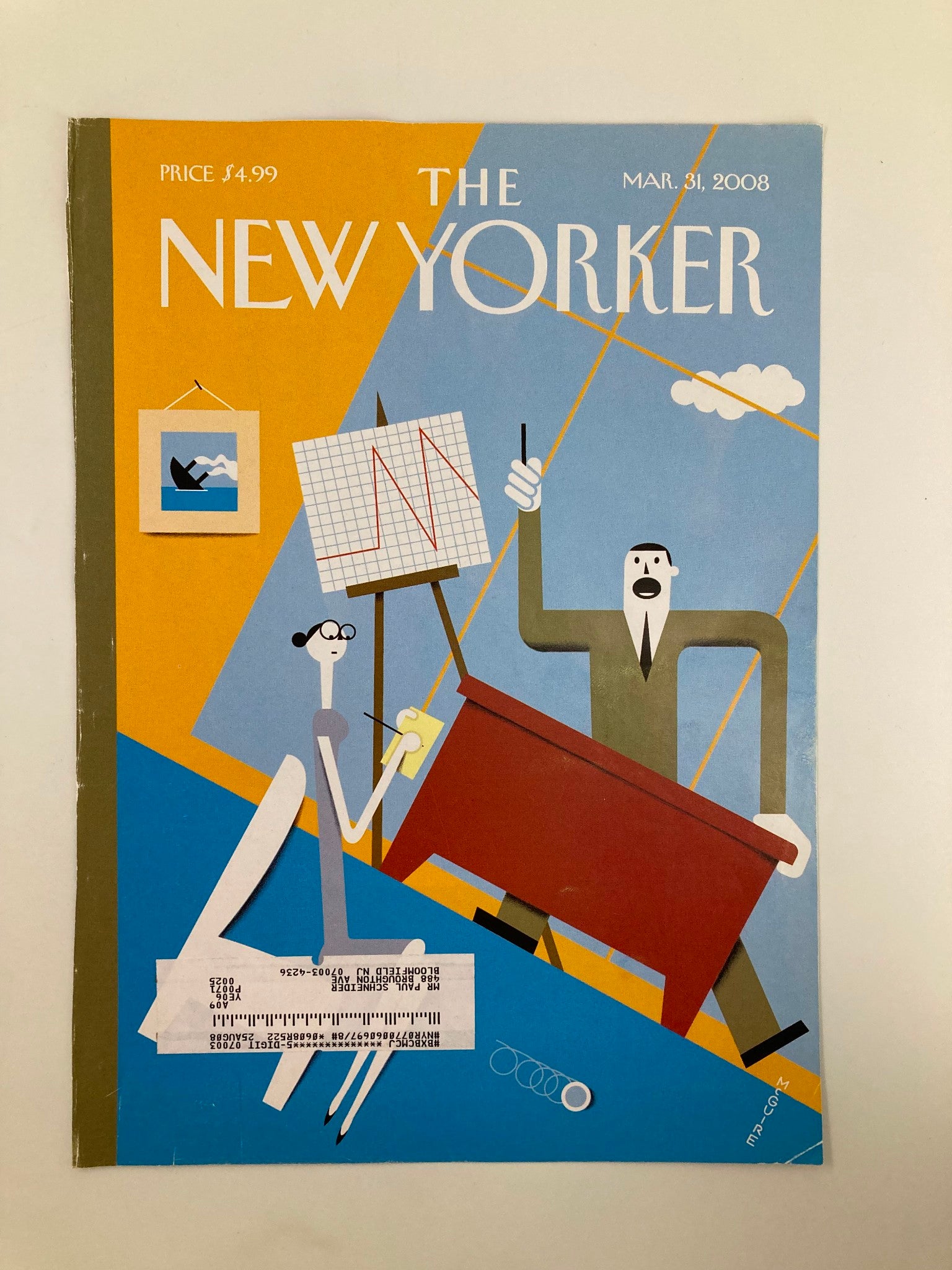 COVER ONLY The New Yorker March 31 2008 All Downhill by Richard McGuire