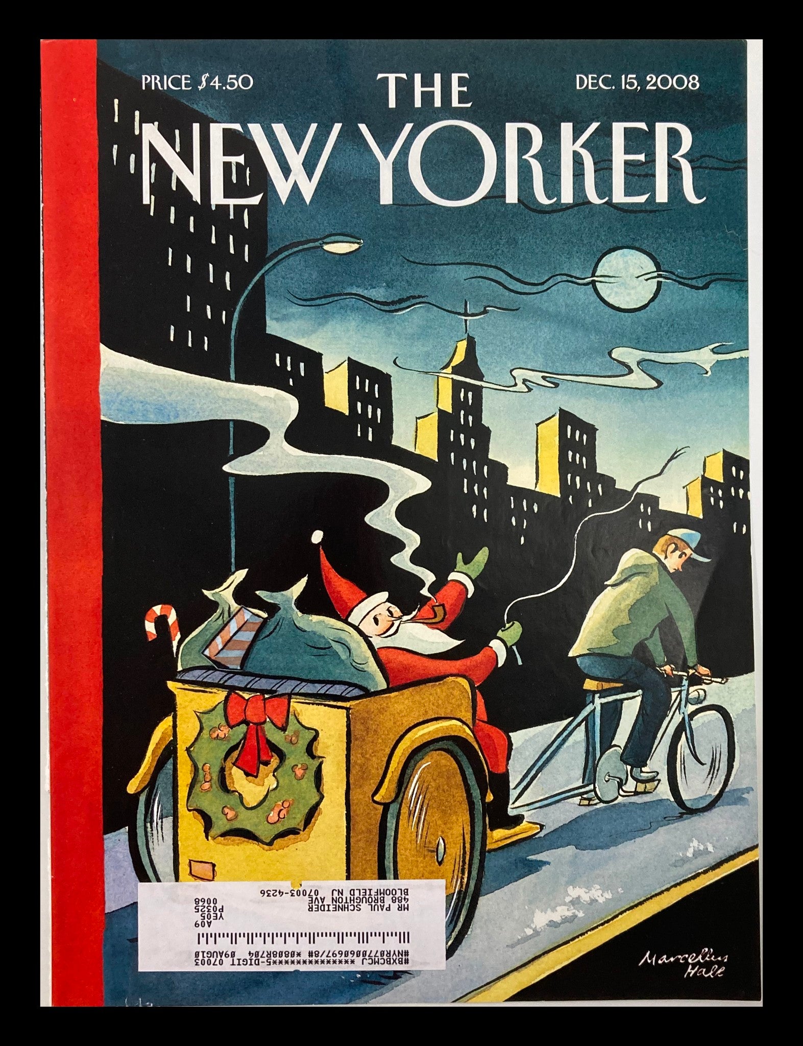 COVER ONLY The New Yorker December 15 2008 Green Christmas by Marcelius Hall