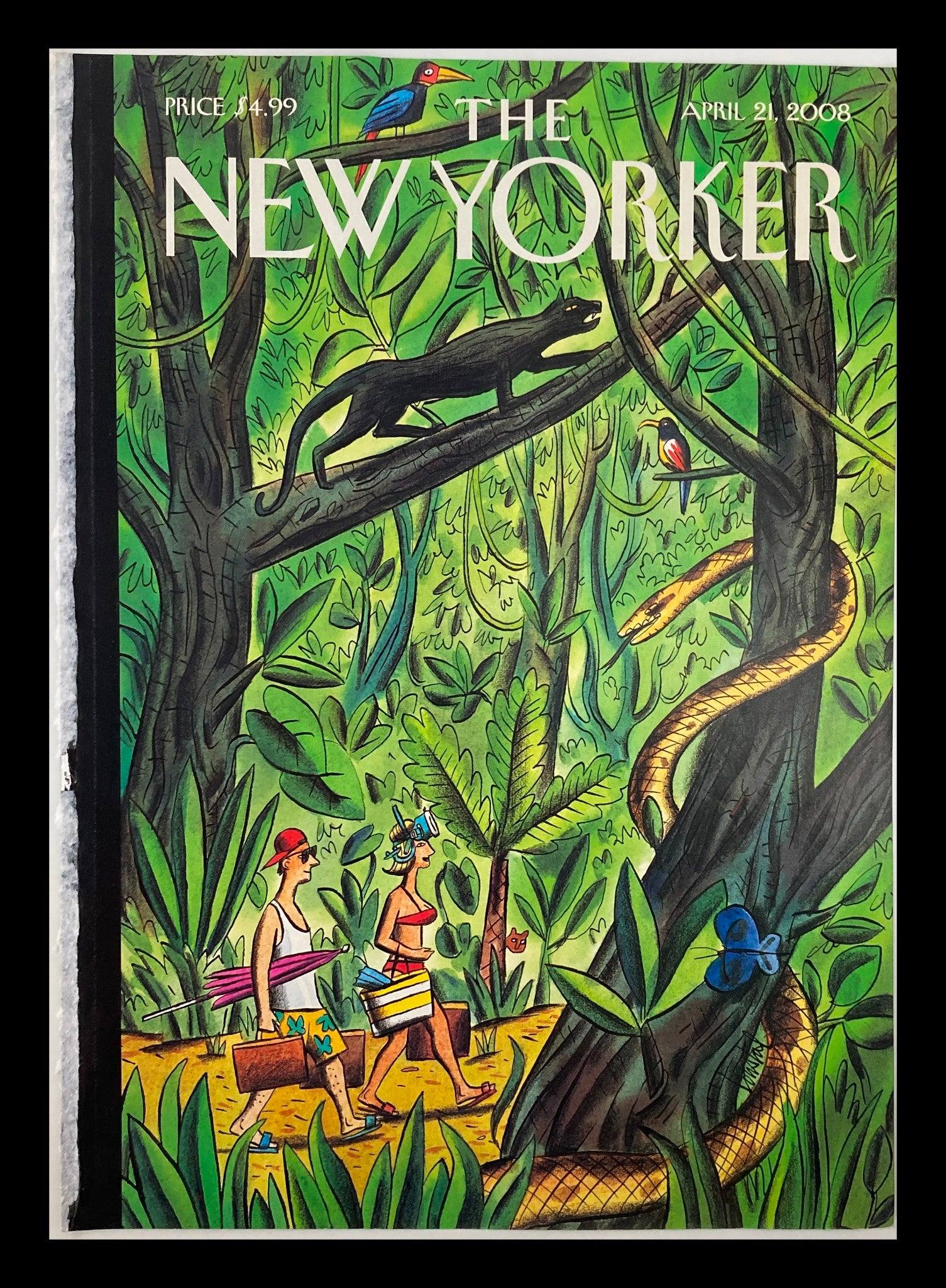 COVER ONLY The New Yorker April 21 2008 Tropical Vacation by Jacques De Loustal