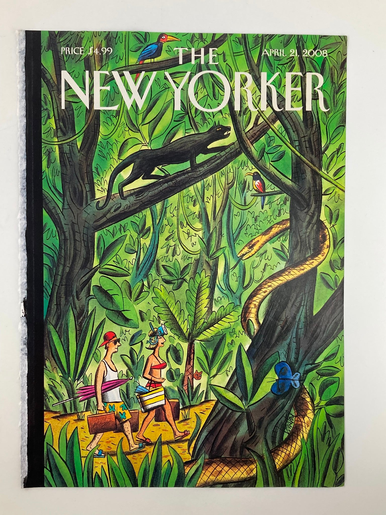 COVER ONLY The New Yorker April 21 2008 Tropical Vacation by Jacques De Loustal