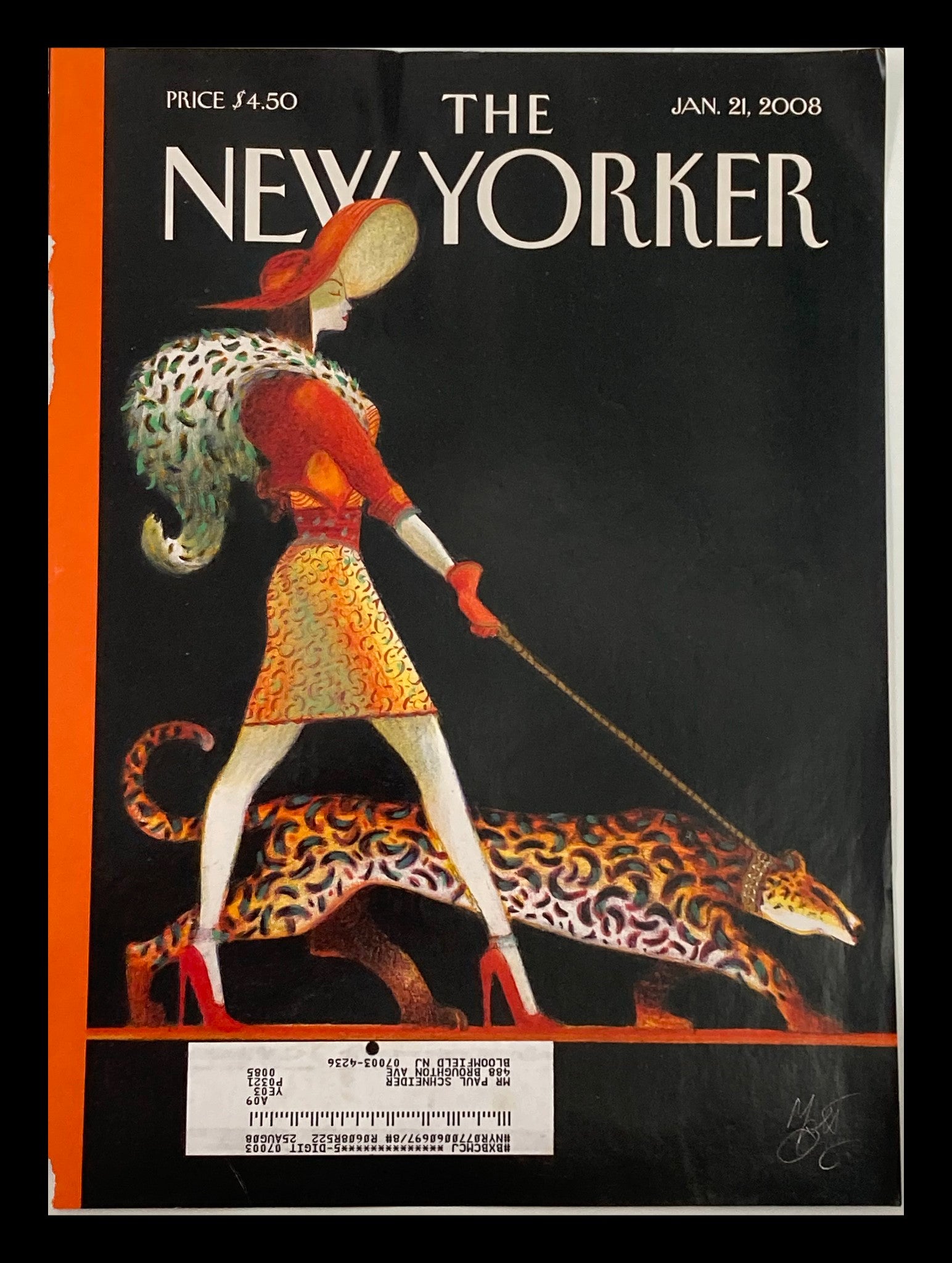 COVER ONLY The New Yorker January 21 2008 On The Prowl by Lorenzo Mattotti