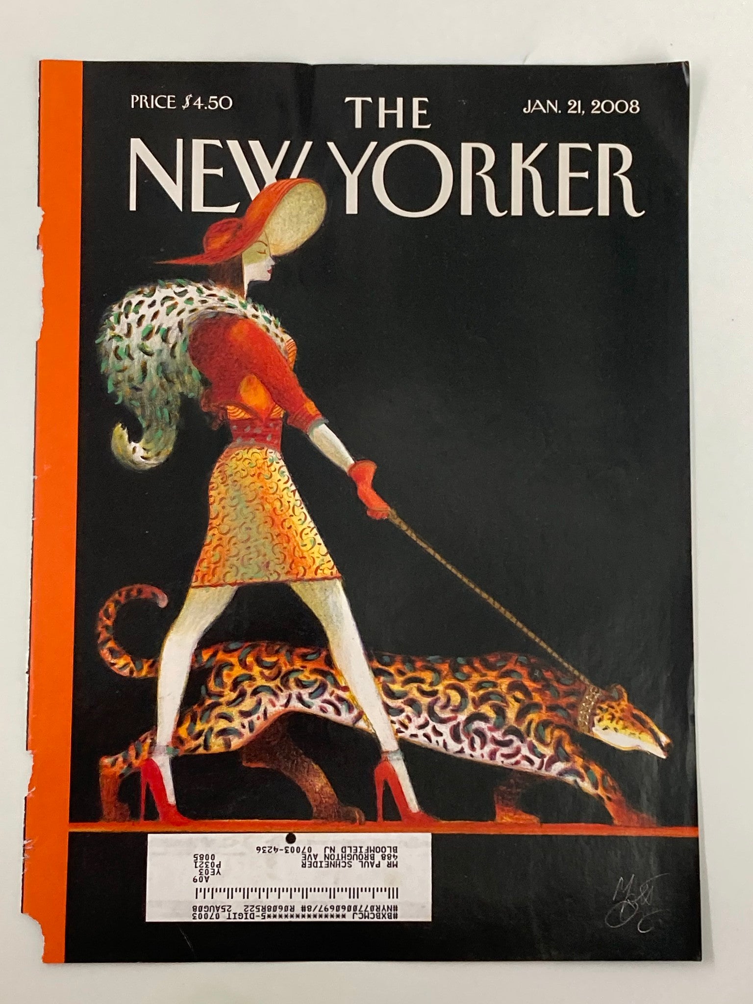 COVER ONLY The New Yorker January 21 2008 On The Prowl by Lorenzo Mattotti