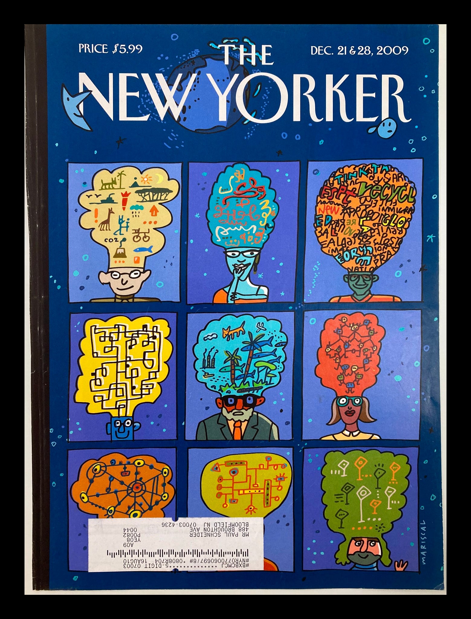 COVER ONLY The New Yorker December 21 & 28 2009 New Worlds by Javier Mariscal