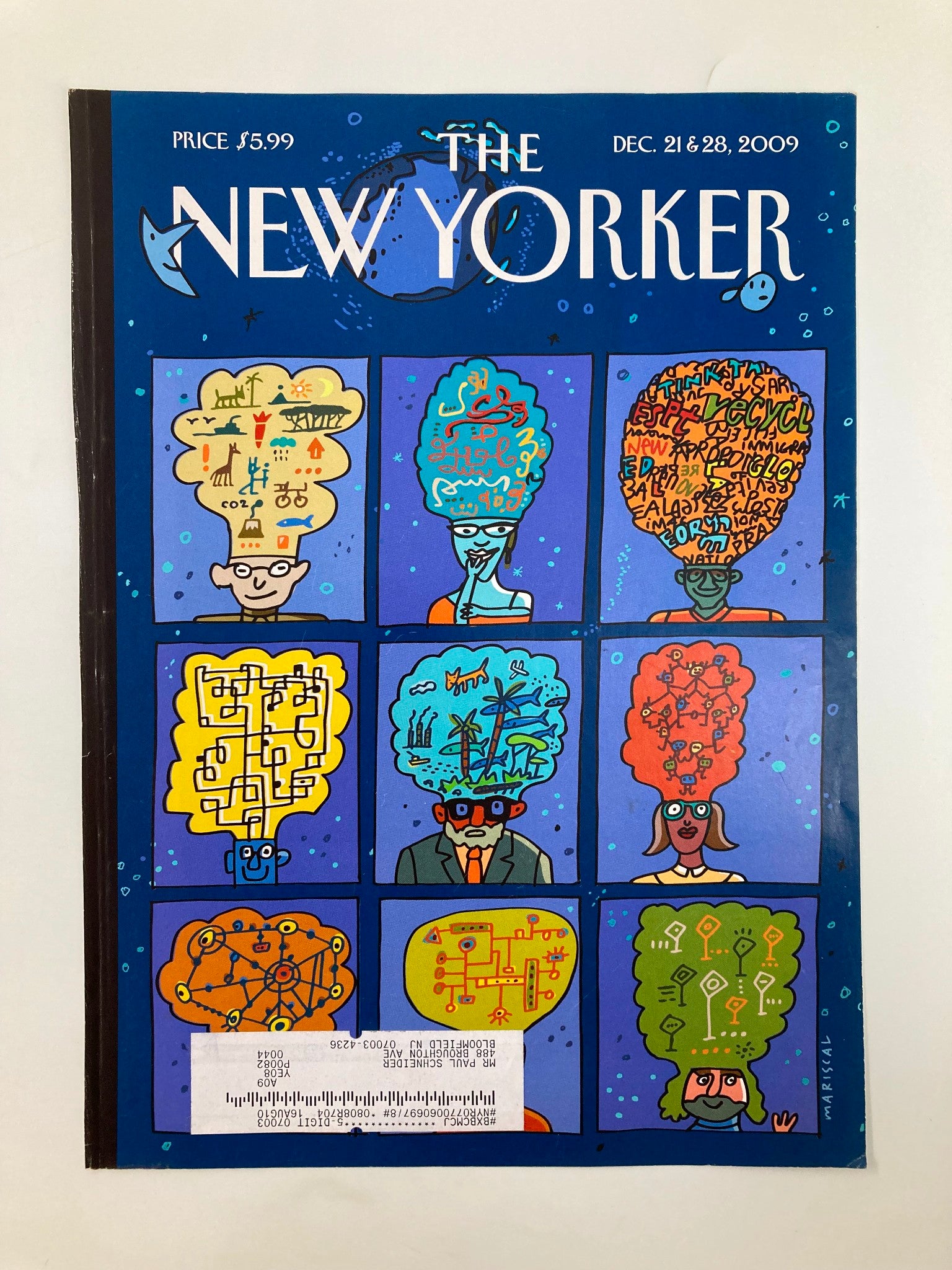 COVER ONLY The New Yorker December 21 & 28 2009 New Worlds by Javier Mariscal