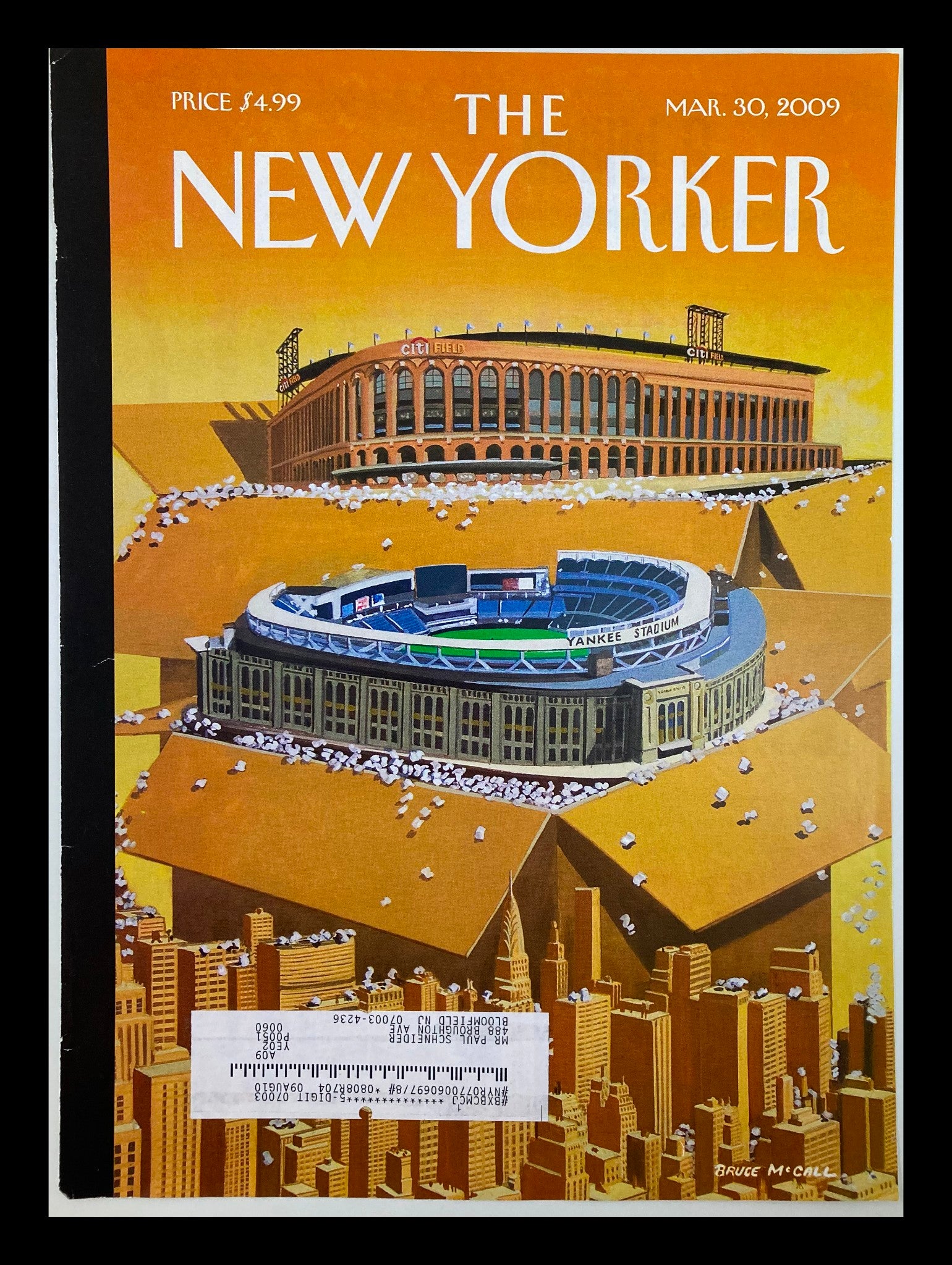 COVER ONLY The New Yorker March 30 2009 Opening Day by Bruce McCall