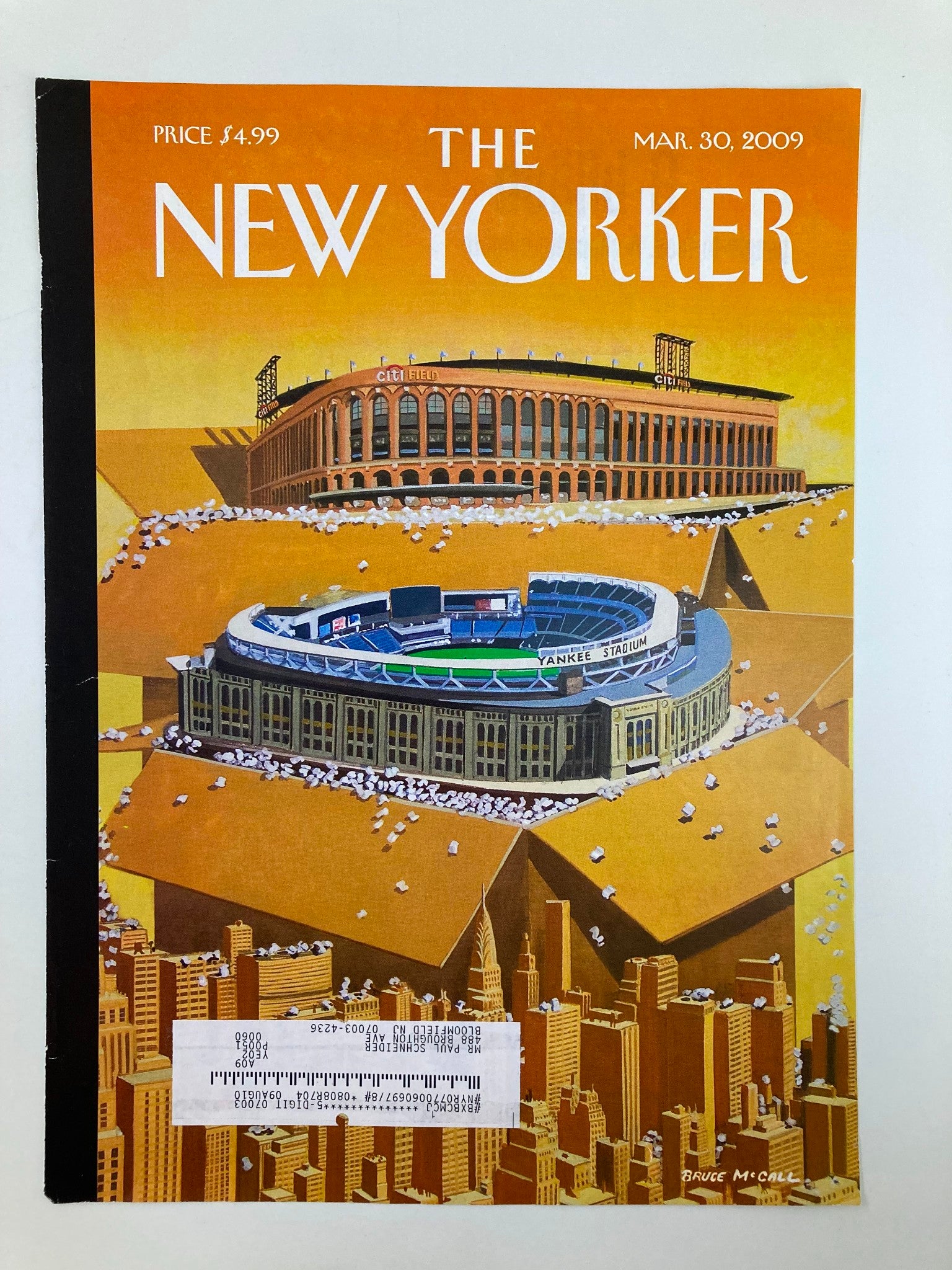 COVER ONLY The New Yorker March 30 2009 Opening Day by Bruce McCall