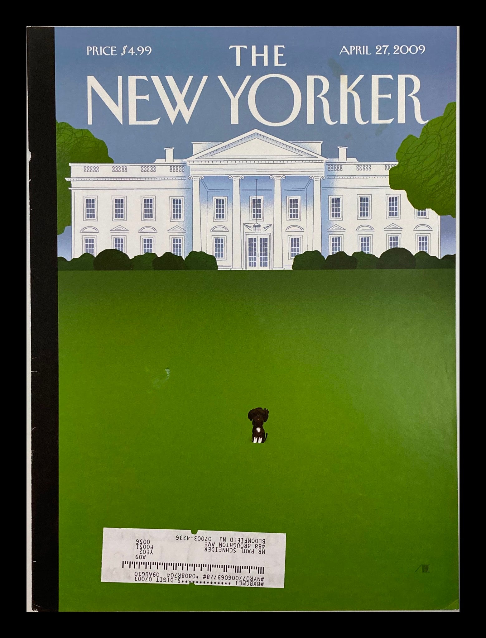 COVER ONLY The New Yorker April 27 2009 Theme Cover "Bo," by Bob Staake