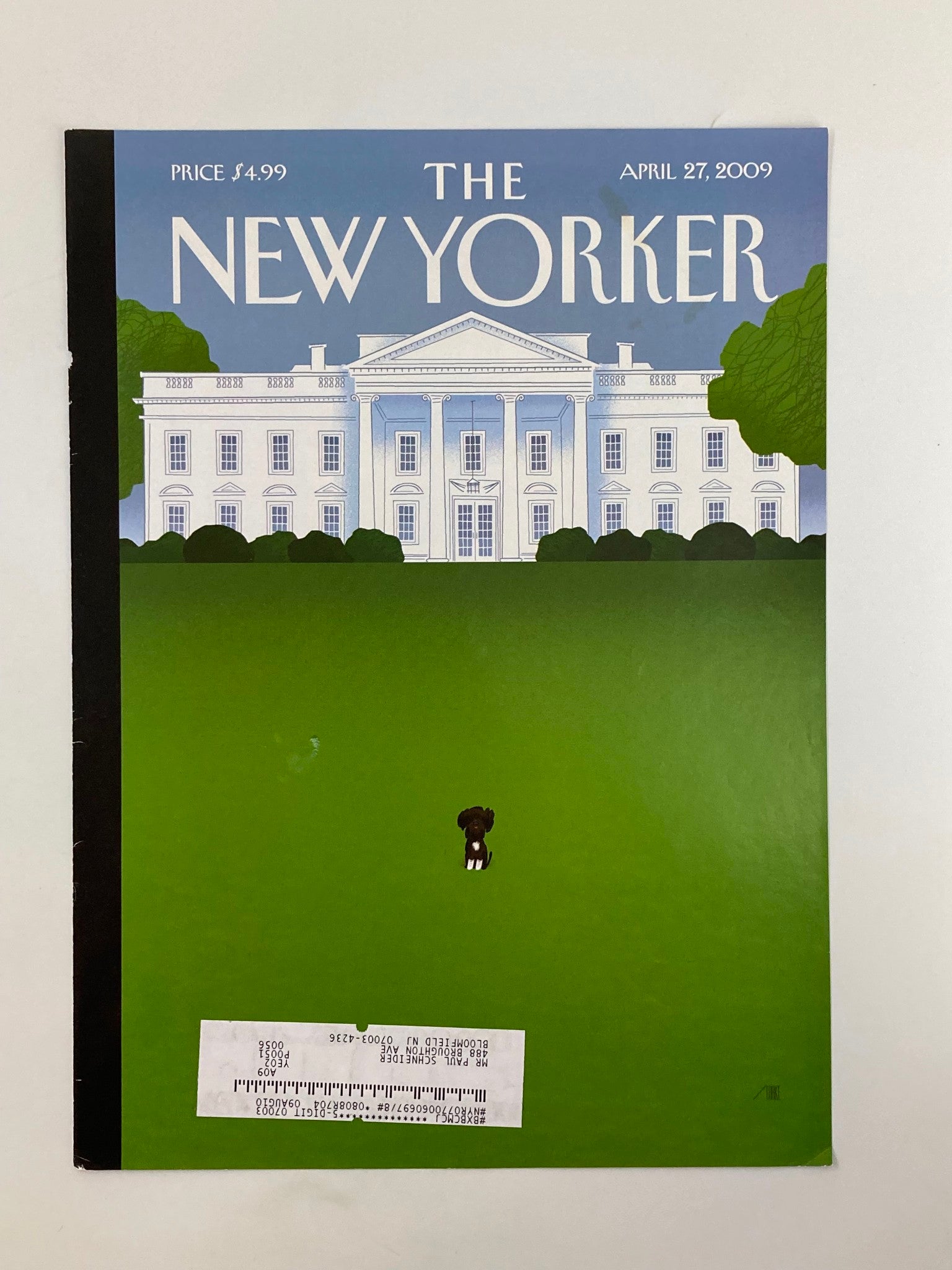 COVER ONLY The New Yorker April 27 2009 Theme Cover "Bo," by Bob Staake