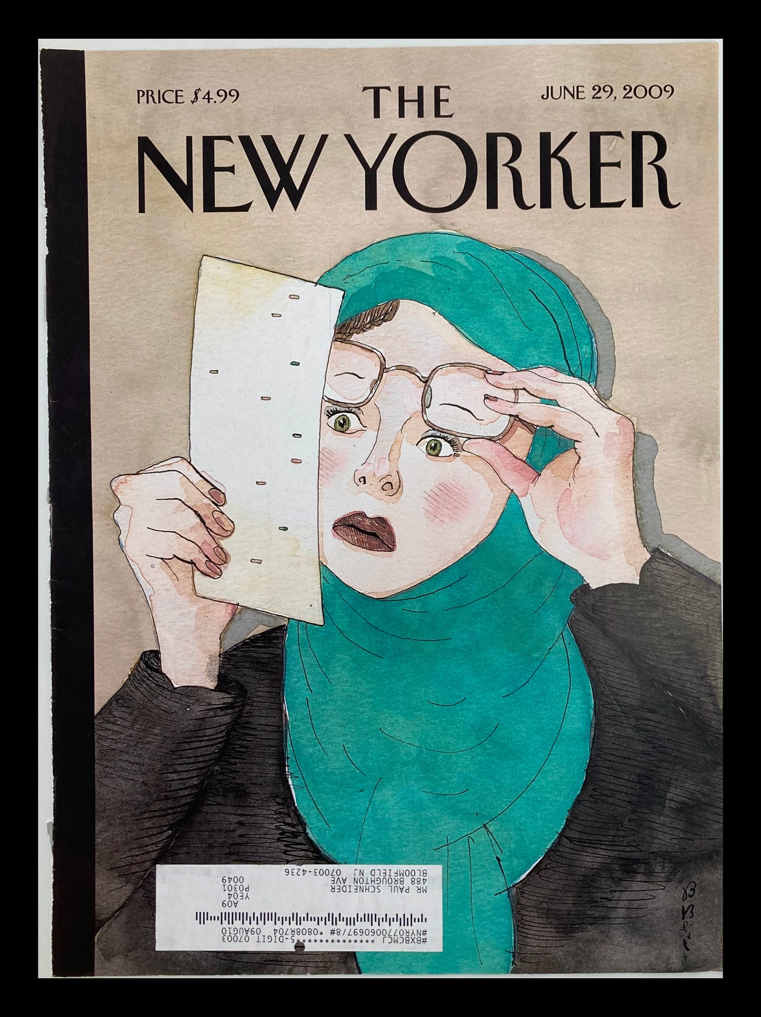 COVER ONLY The New Yorker June 29 2009 Hanging Chador by Barry Blitt