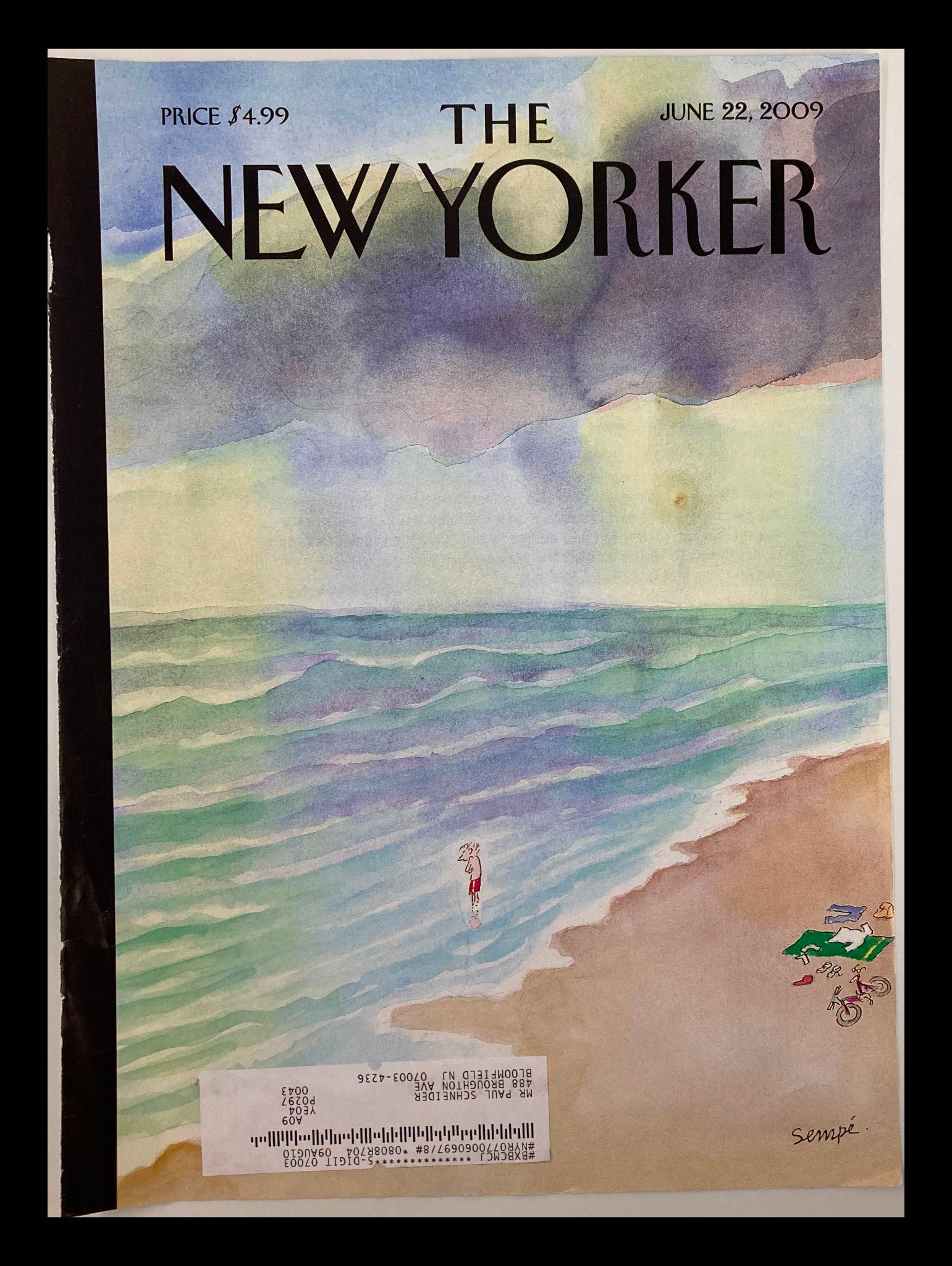 COVER ONLY The New Yorker June 22 2009 Jumping In by Jean-Jacques Sempé