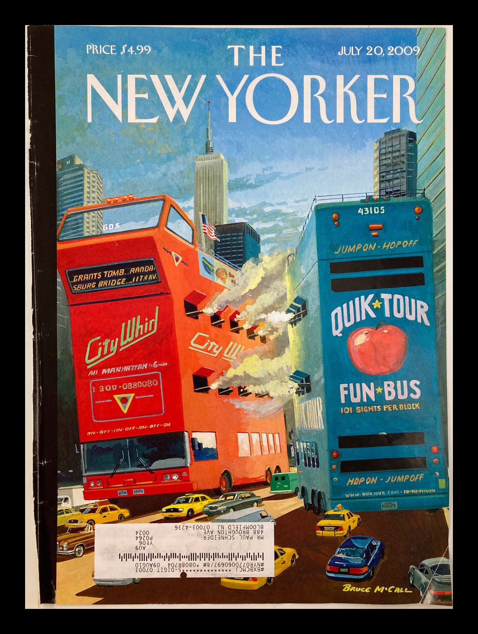 COVER ONLY The New Yorker July 20 2009 Tour Wars by Bruce McCall