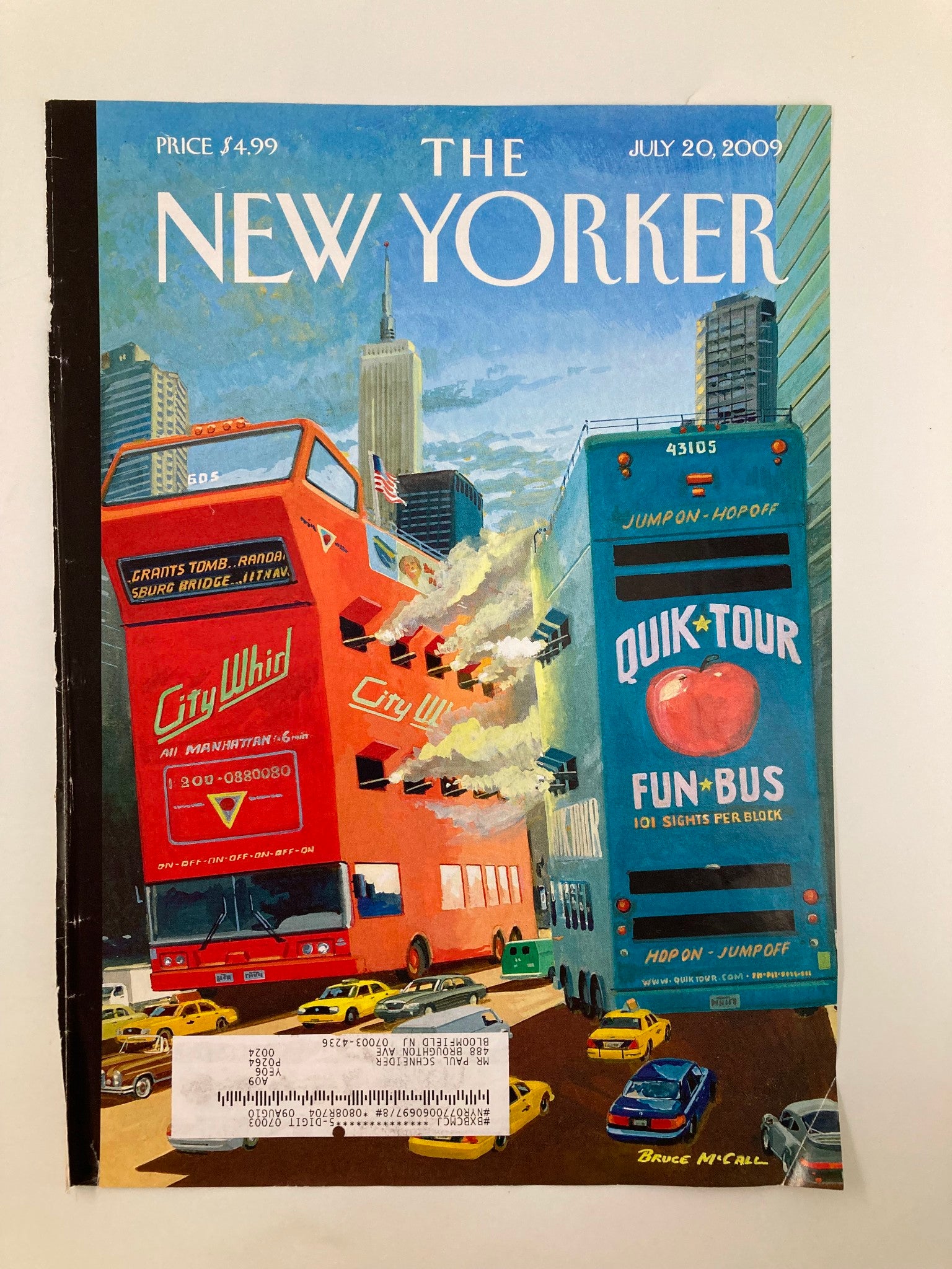 COVER ONLY The New Yorker July 20 2009 Tour Wars by Bruce McCall