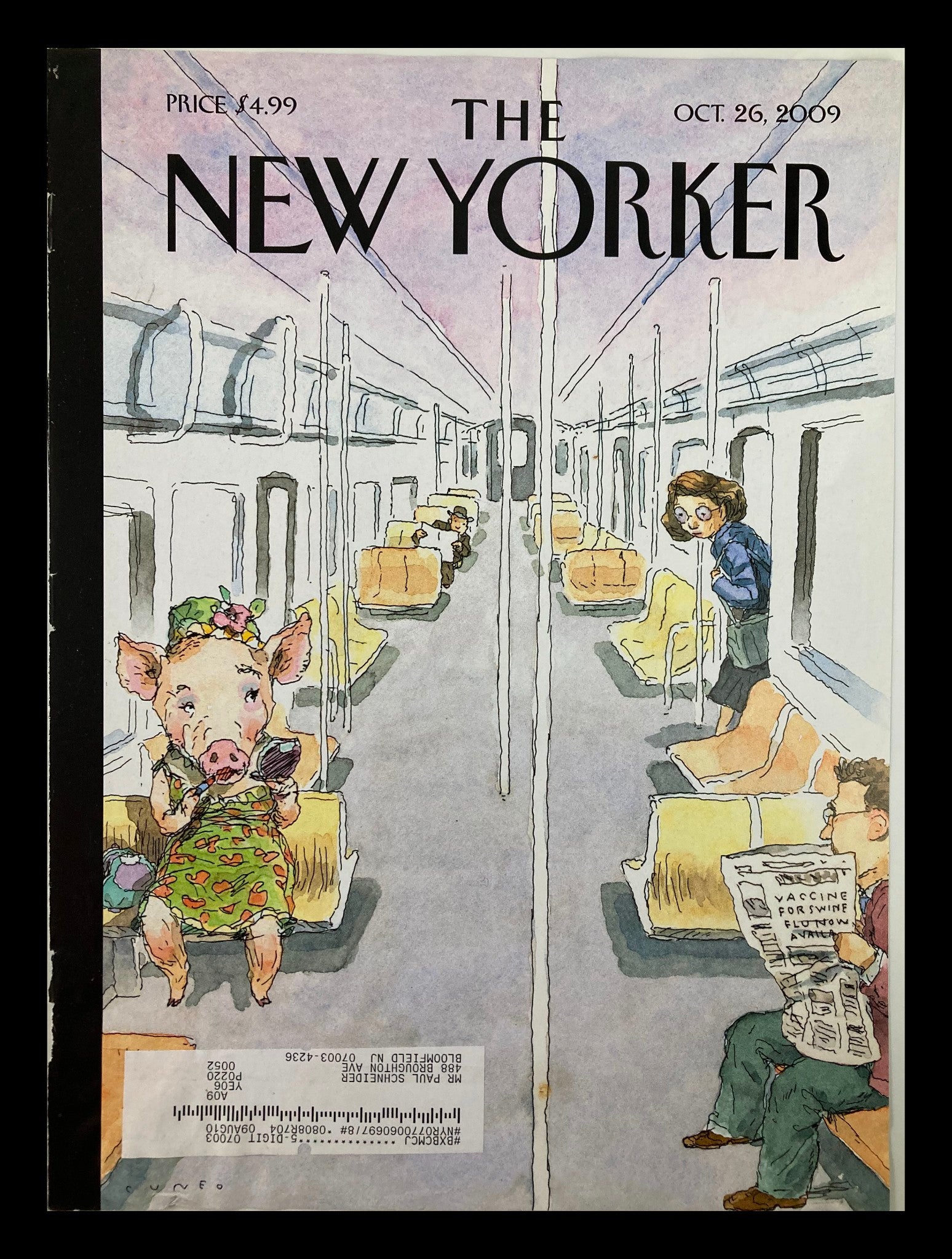 COVER ONLY The New Yorker October 26 2009 Flu Season by John Cuneo