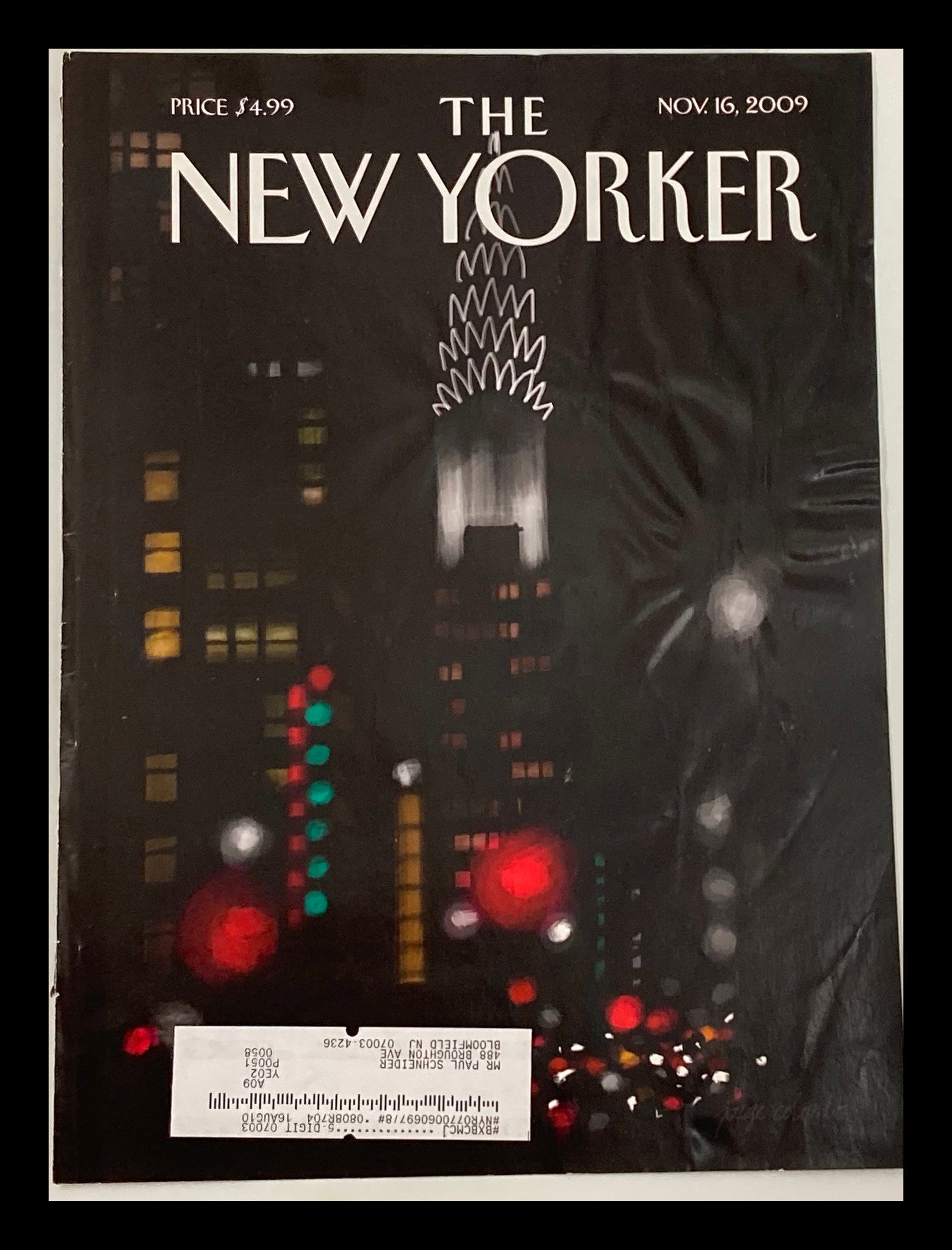 COVER ONLY The New Yorker November 16 2009 Night Lights by Jorge Colombo