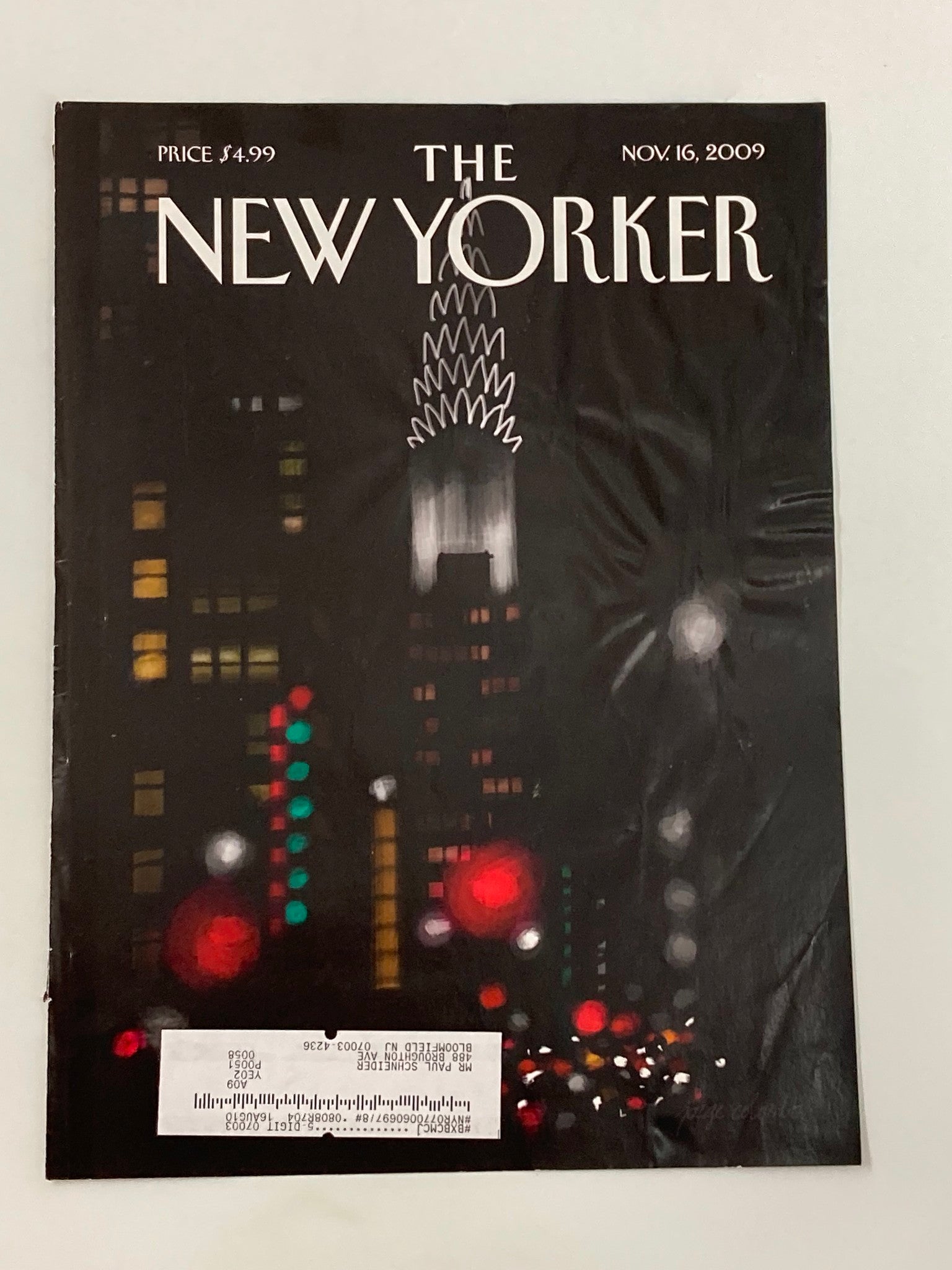 COVER ONLY The New Yorker November 16 2009 Night Lights by Jorge Colombo