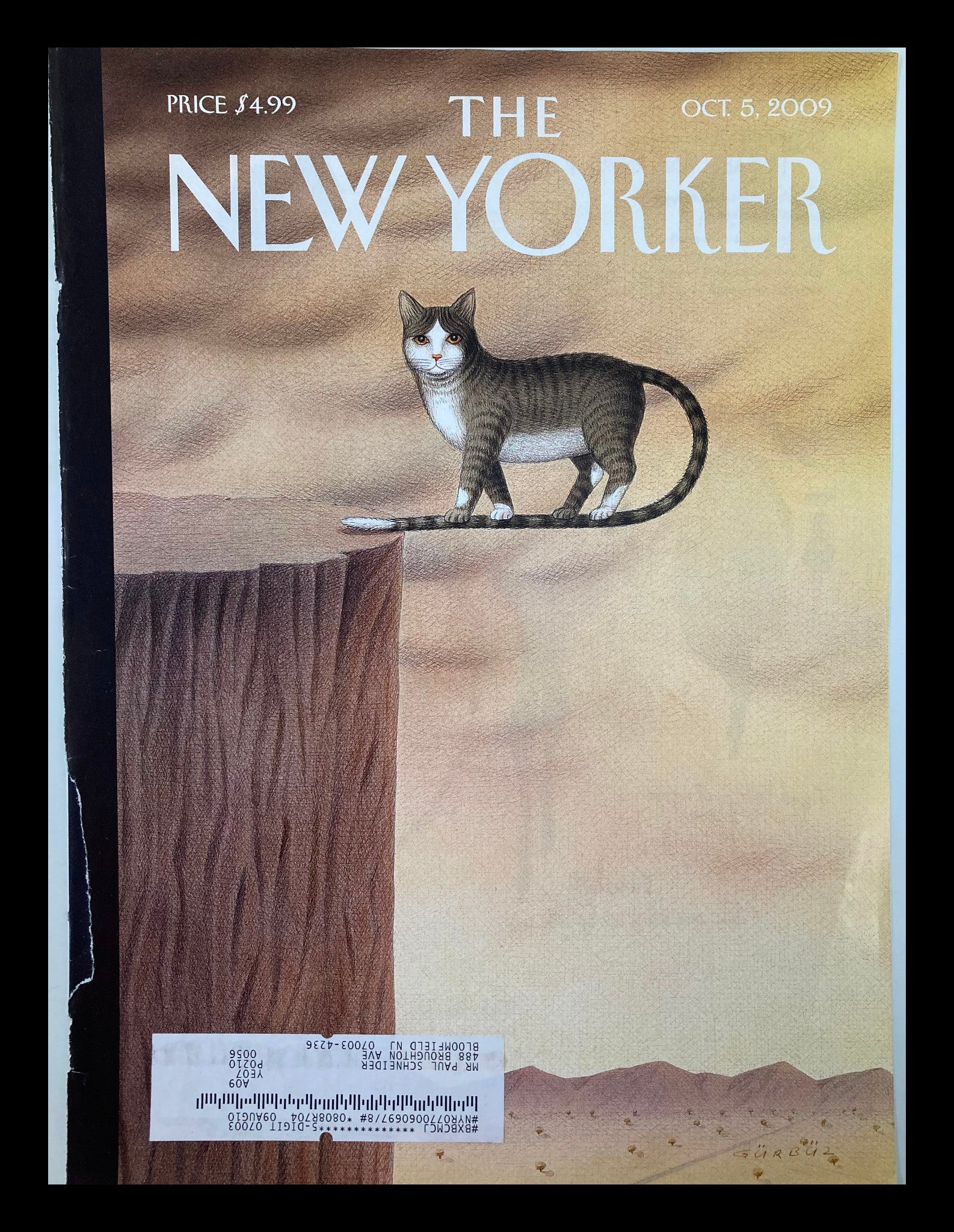 COVER ONLY The New Yorker October 5 2009 On The Edge by Gurbuz Dogan Eksioglu