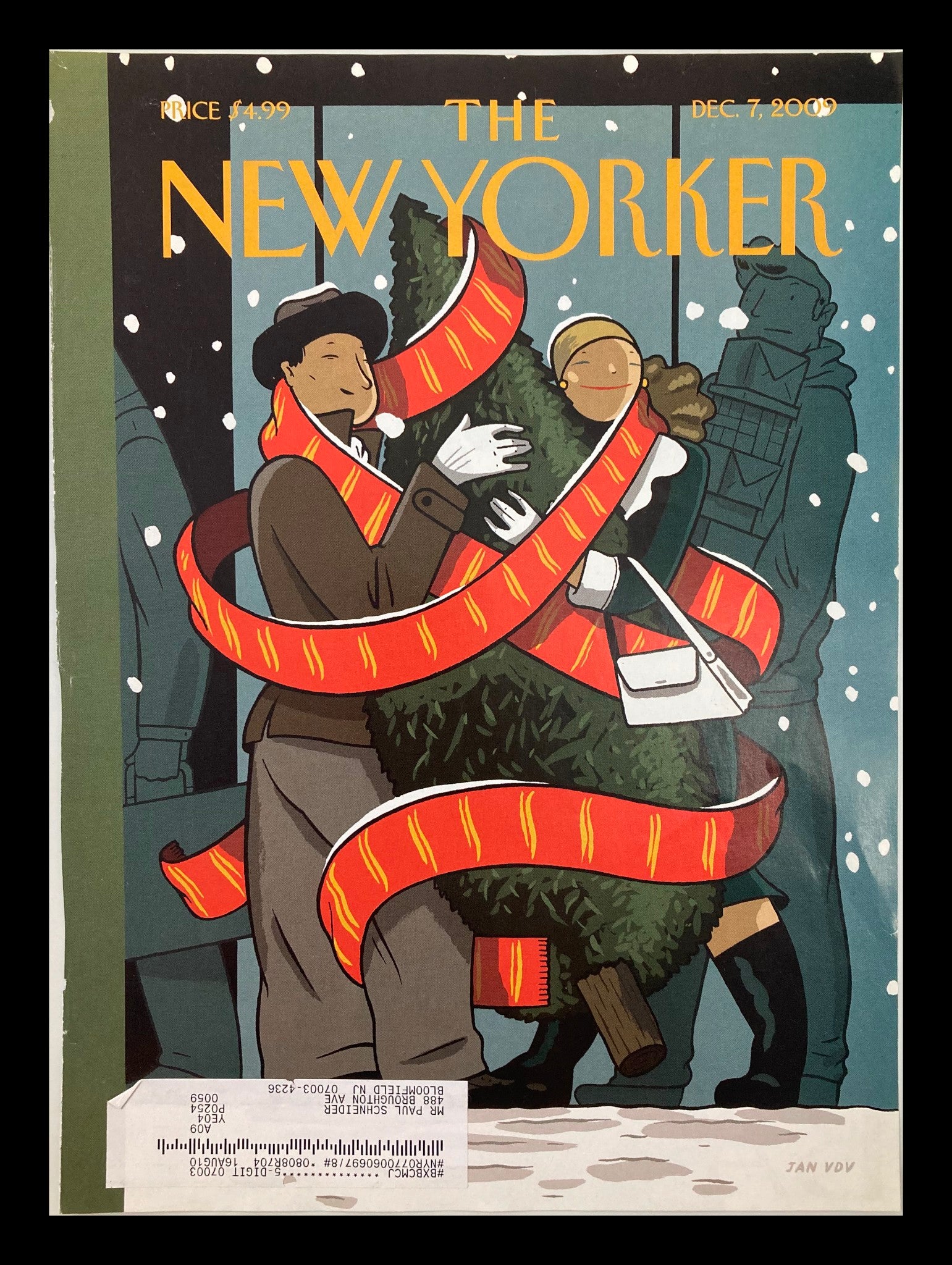 COVER ONLY The New Yorker December 7 2009 Holiday Cheers by Jan Van Der Veken