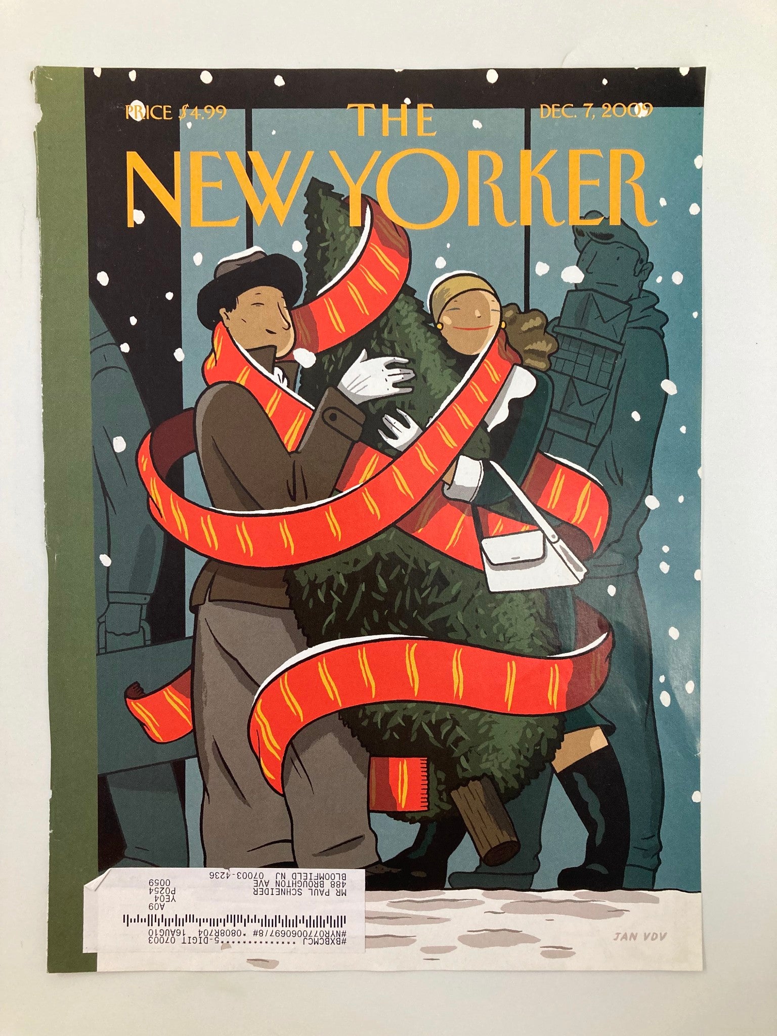 COVER ONLY The New Yorker December 7 2009 Holiday Cheers by Jan Van Der Veken