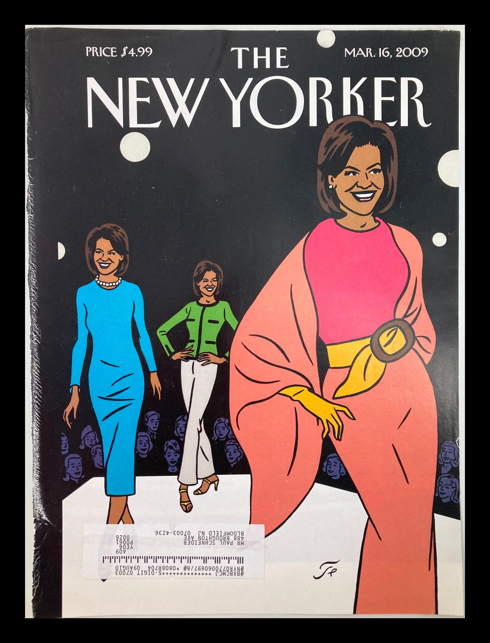 COVER ONLY The New Yorker March 16 2009 Michelle Obama by Jean-Claude Floc'h