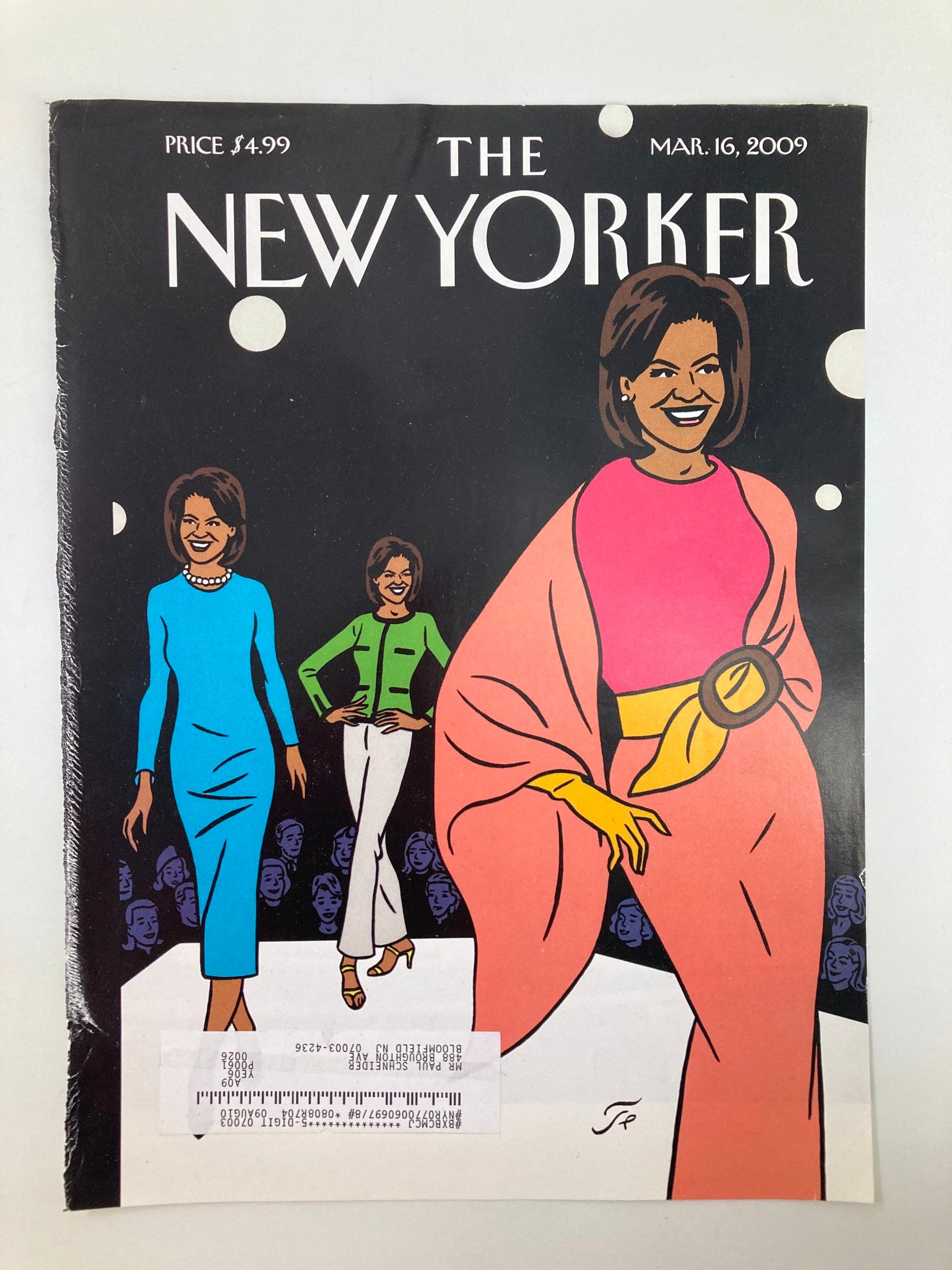 COVER ONLY The New Yorker March 16 2009 Michelle Obama by Jean-Claude Floc'h