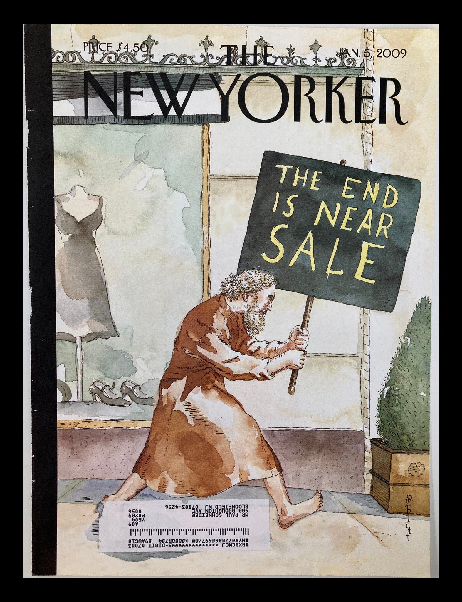 COVER ONLY The New Yorker January 5 2009 Everything Must Go by Barry Blitt